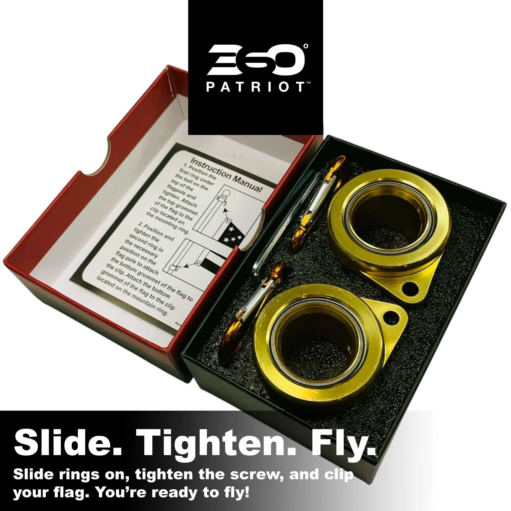 360 Patriot™ Aluminum Spinner Rings | Tangle-Free | Classic Gold