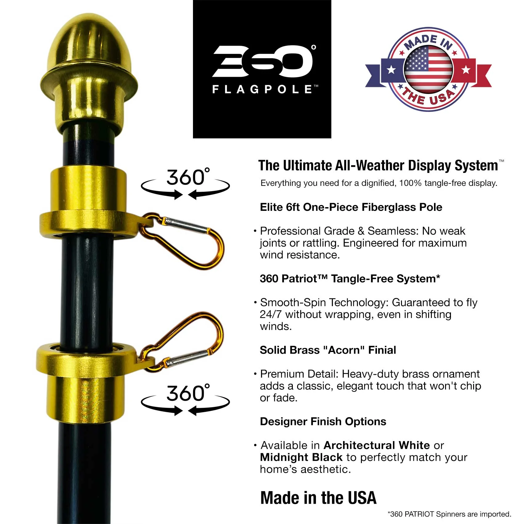 360 Patriot™ Aluminum Spinner Rings | Tangle-Free | Classic Gold - Image 7