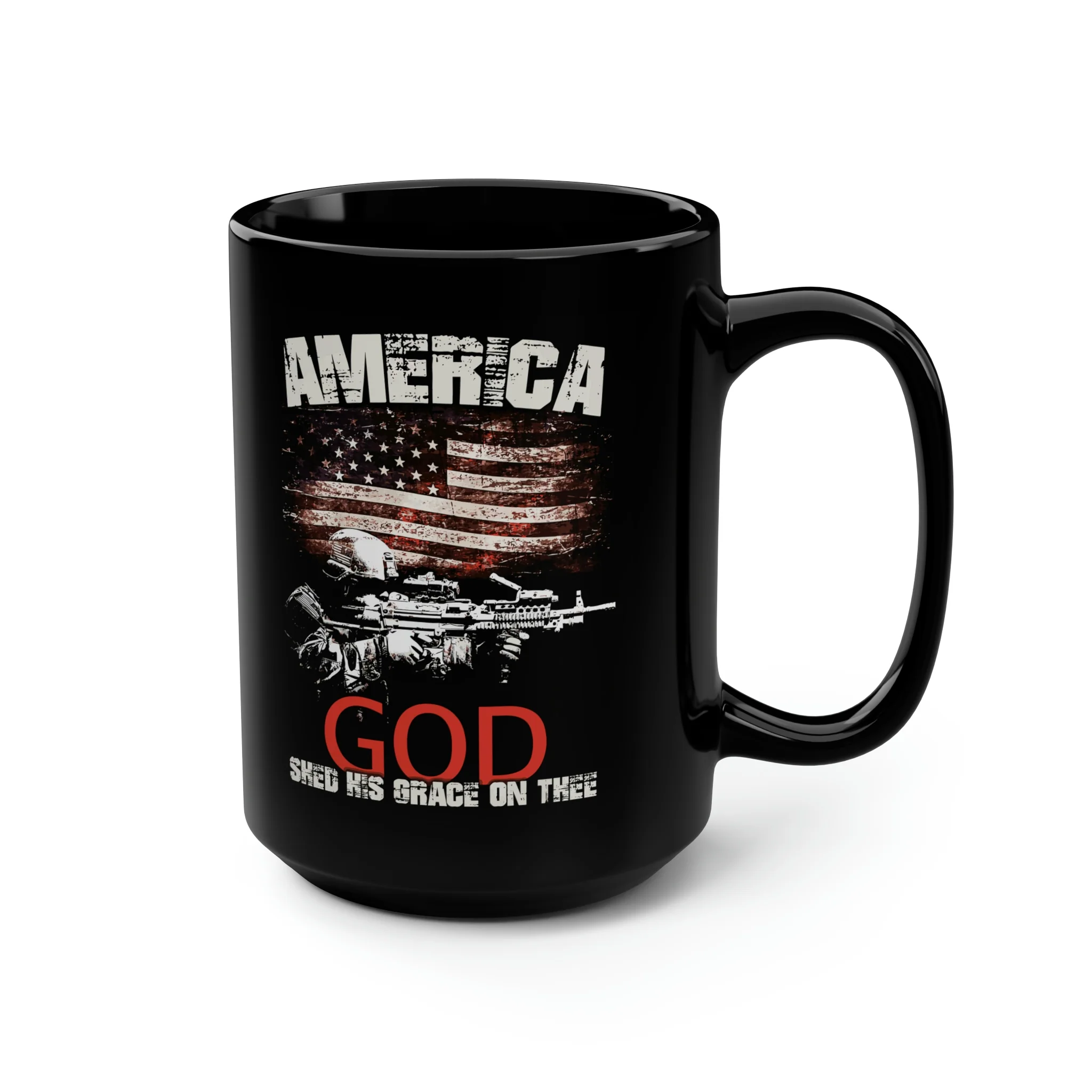 AMERICA God Shed His Grace On Thee Mug - 15 oz Black Mug - Image 3