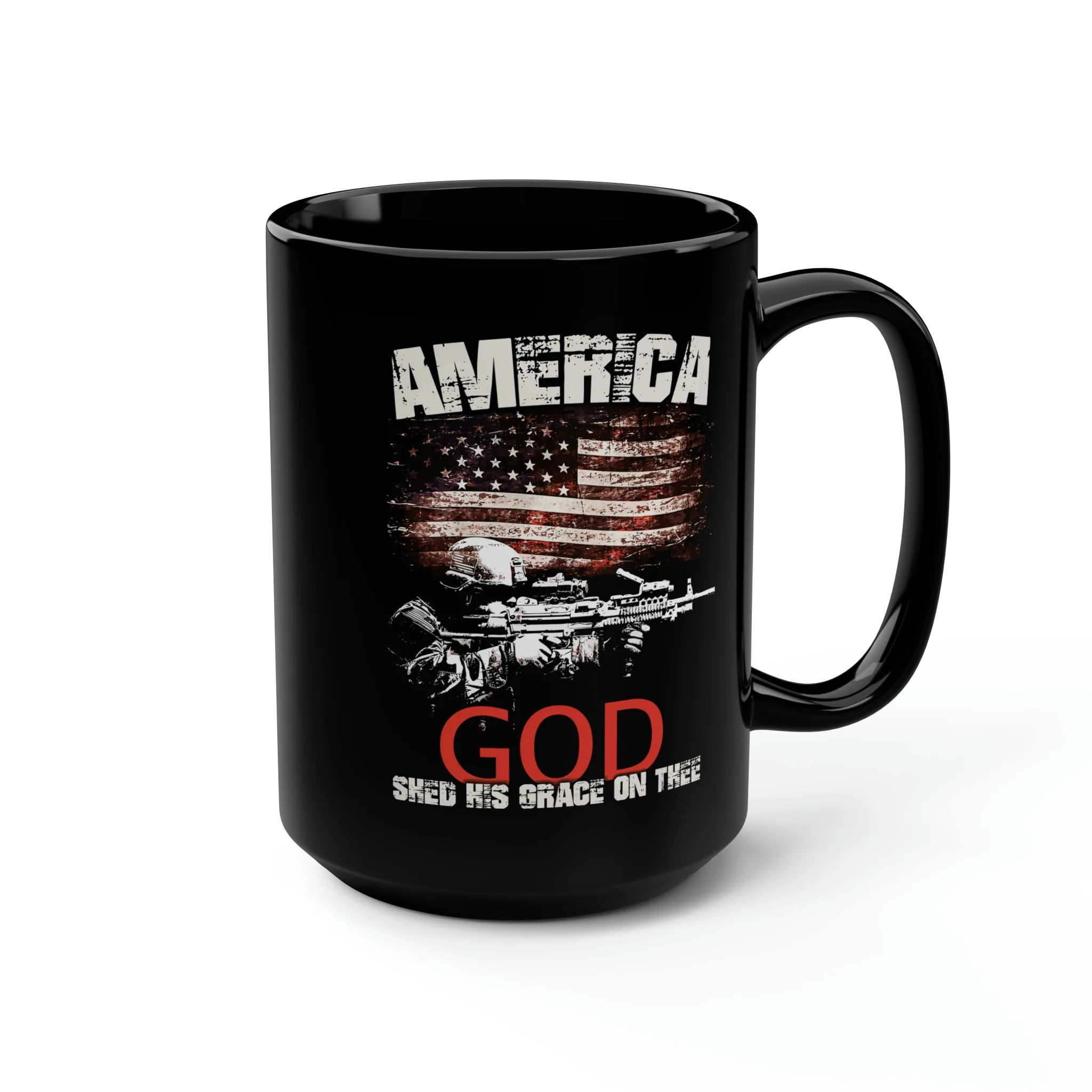 AMERICA God Shed His Grace On Thee Mug - 15 oz Black Mug - Image 5