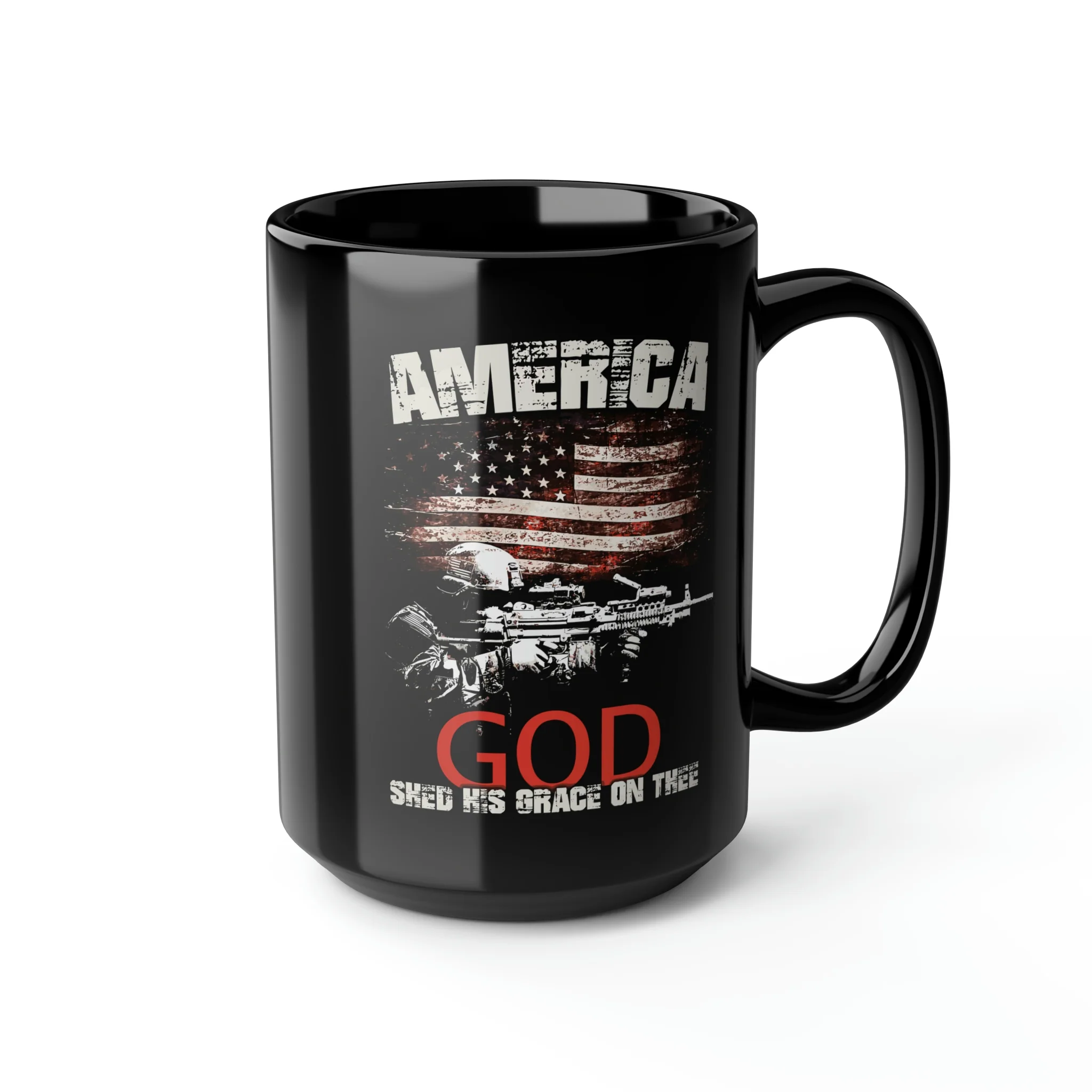 AMERICA God Shed His Grace On Thee Mug - 15 oz Black Mug - Image 6