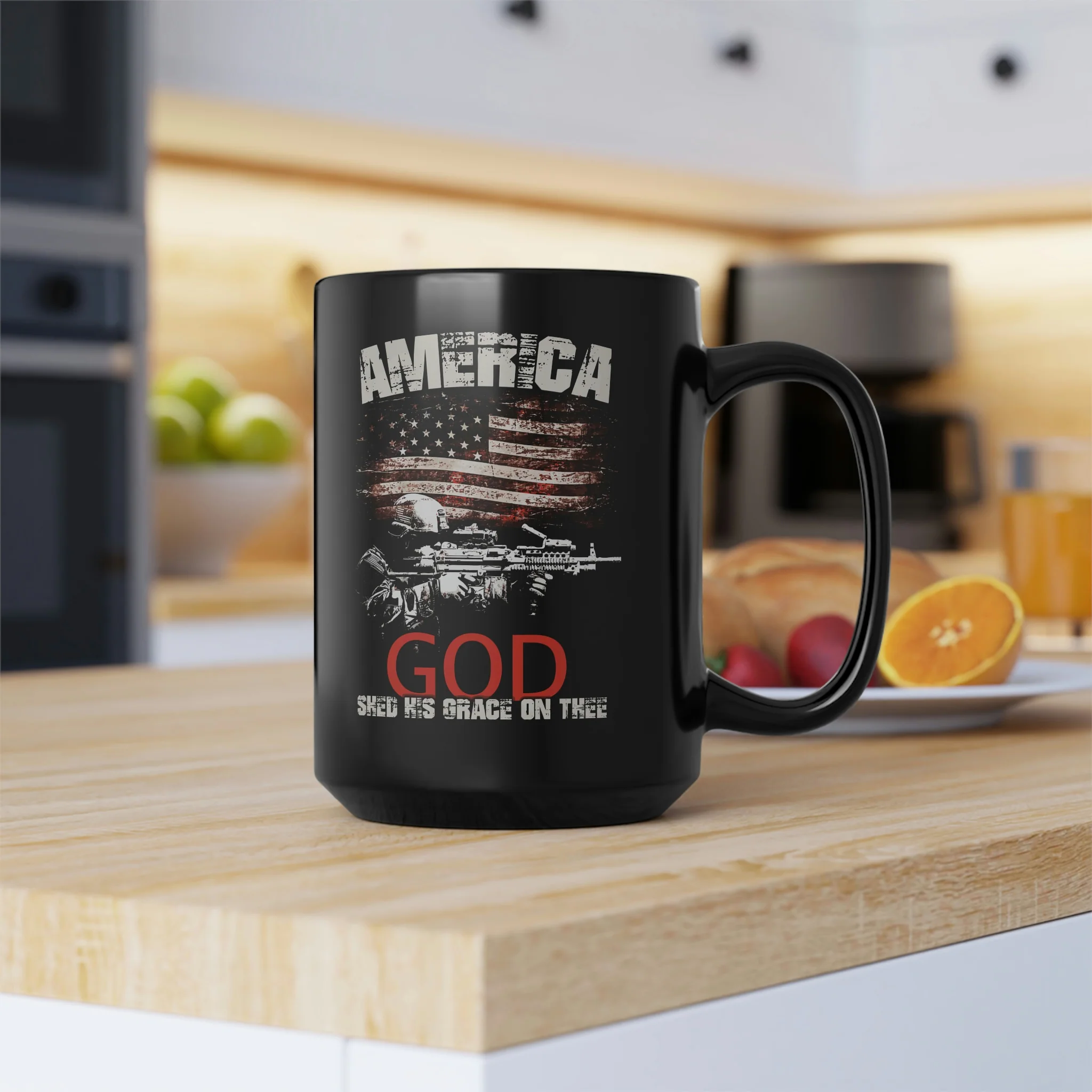 AMERICA God Shed His Grace On Thee Mug - 15 oz Black Mug - Image 7