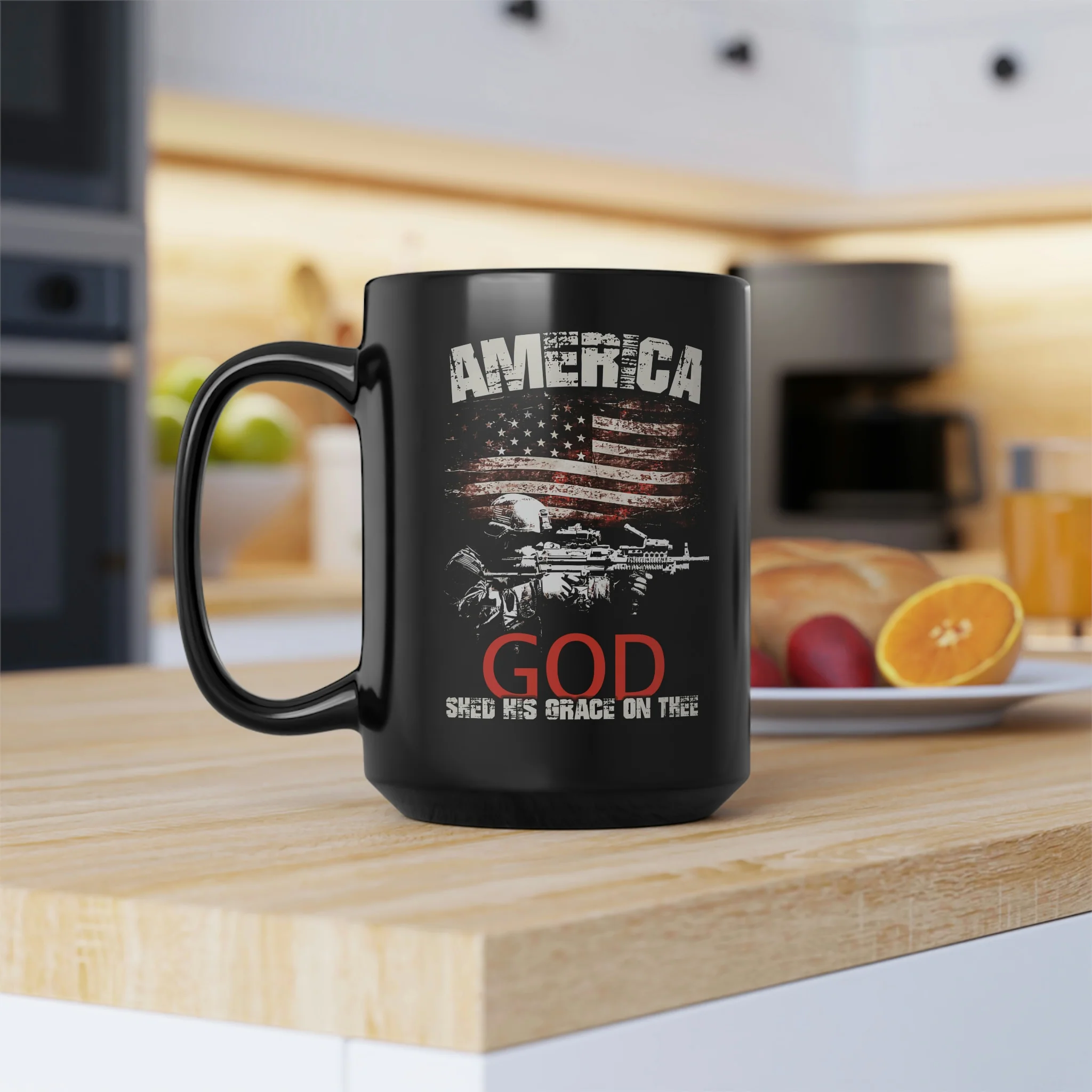 AMERICA God Shed His Grace On Thee Mug - 15 oz Black Mug - Image 8