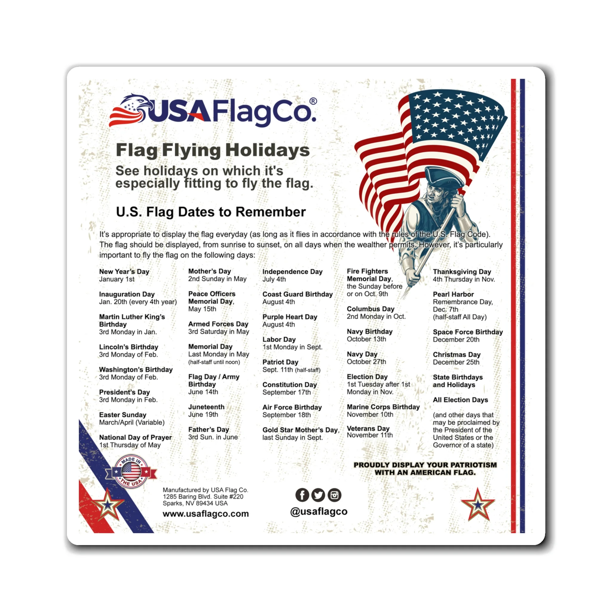 American Flag Flying Holidays Magnet