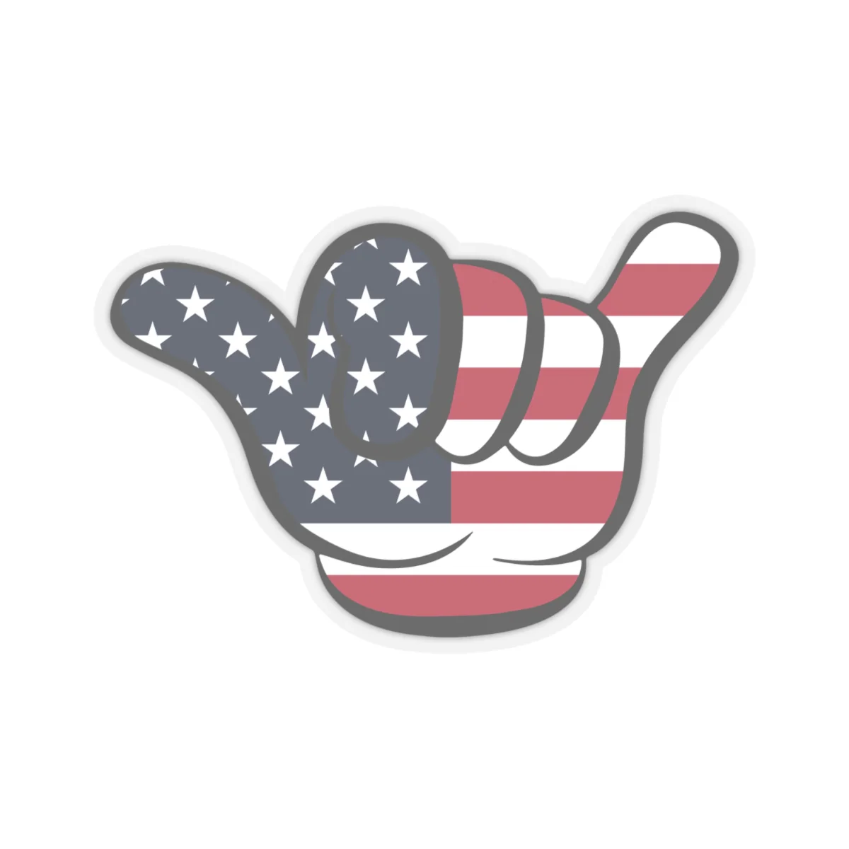 American Flag Hang Loose Hand Sign Sticker - Image 6