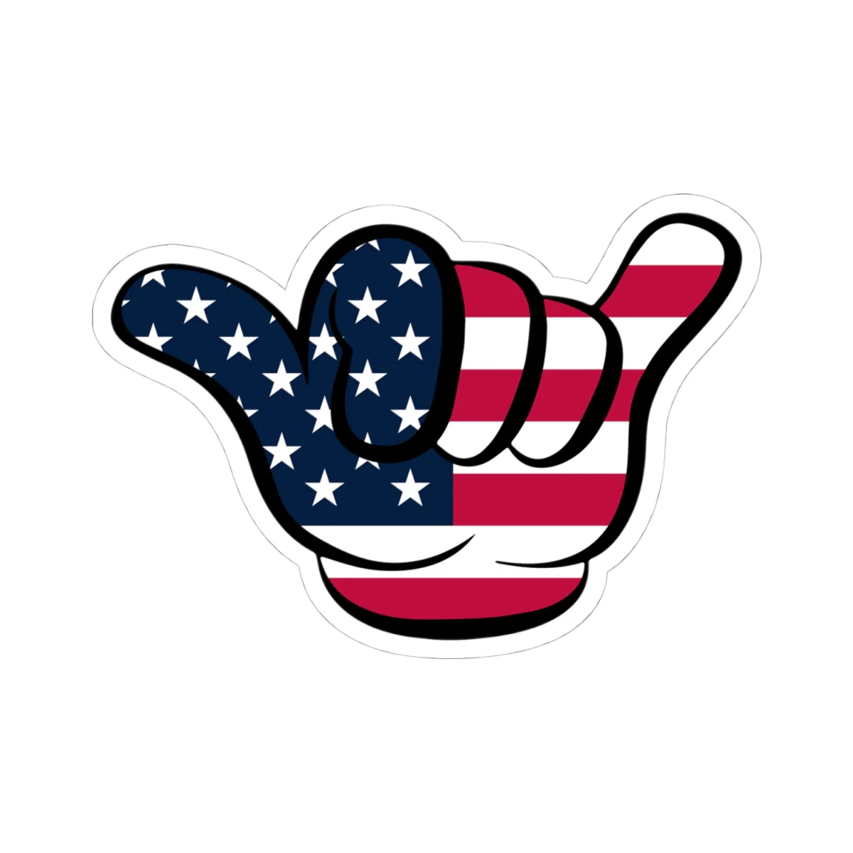 American Flag Hang Loose Hand Sign Sticker - Image 7