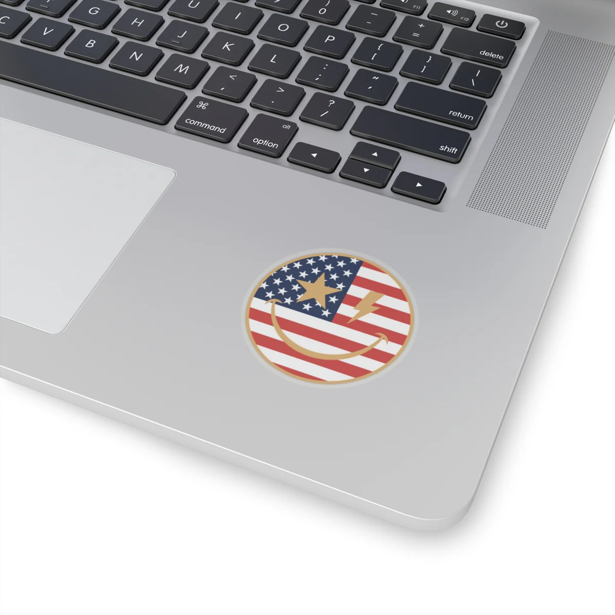 American Flag Happy Face Star & Bolt Eyes Sticker - Image 11
