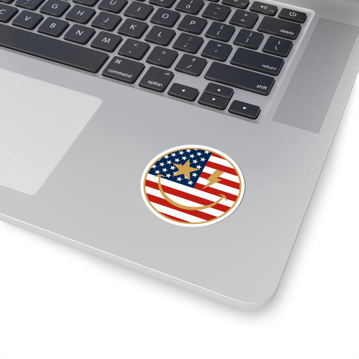 American Flag Happy Face Star & Bolt Eyes Sticker - Image 13
