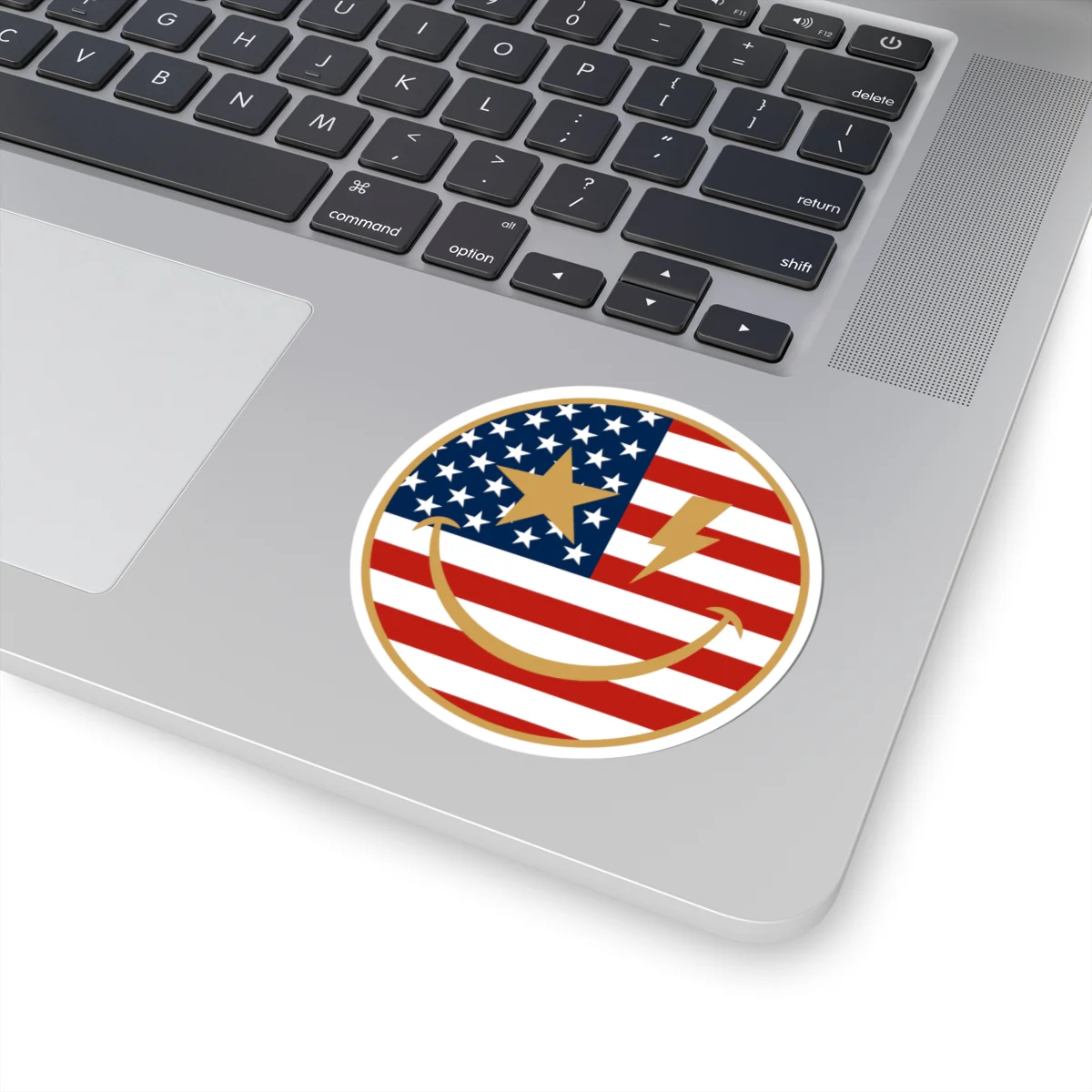 American Flag Happy Face Star & Bolt Eyes Sticker - Image 17