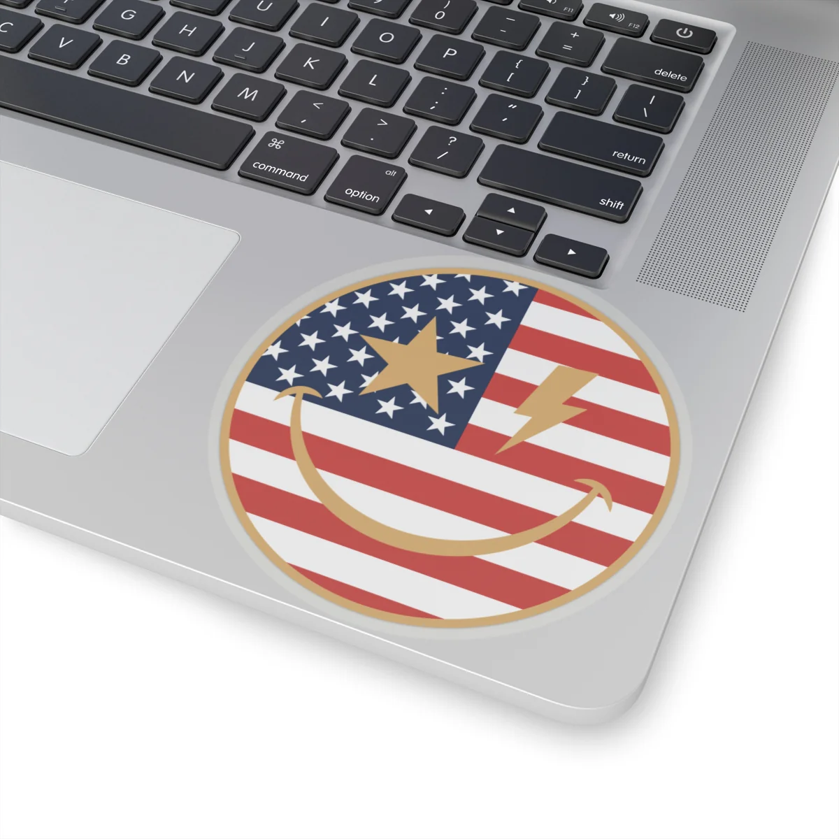 American Flag Happy Face Star & Bolt Eyes Sticker - Image 19