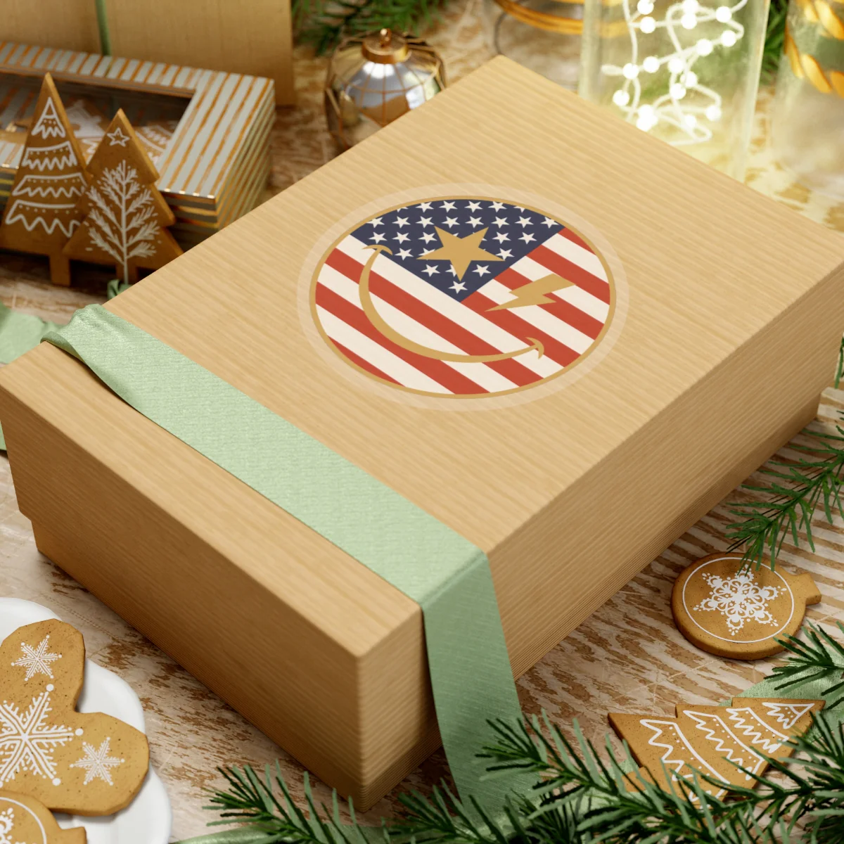 American Flag Happy Face Star & Bolt Eyes Sticker - Image 20