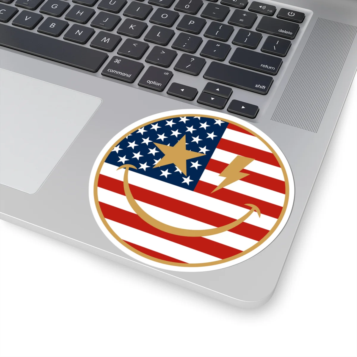 American Flag Happy Face Star & Bolt Eyes Sticker - Image 21