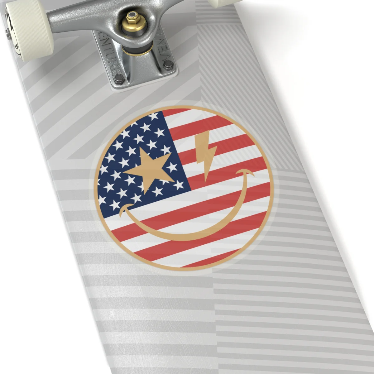 American Flag Happy Face Star & Bolt Eyes Sticker - Image 23