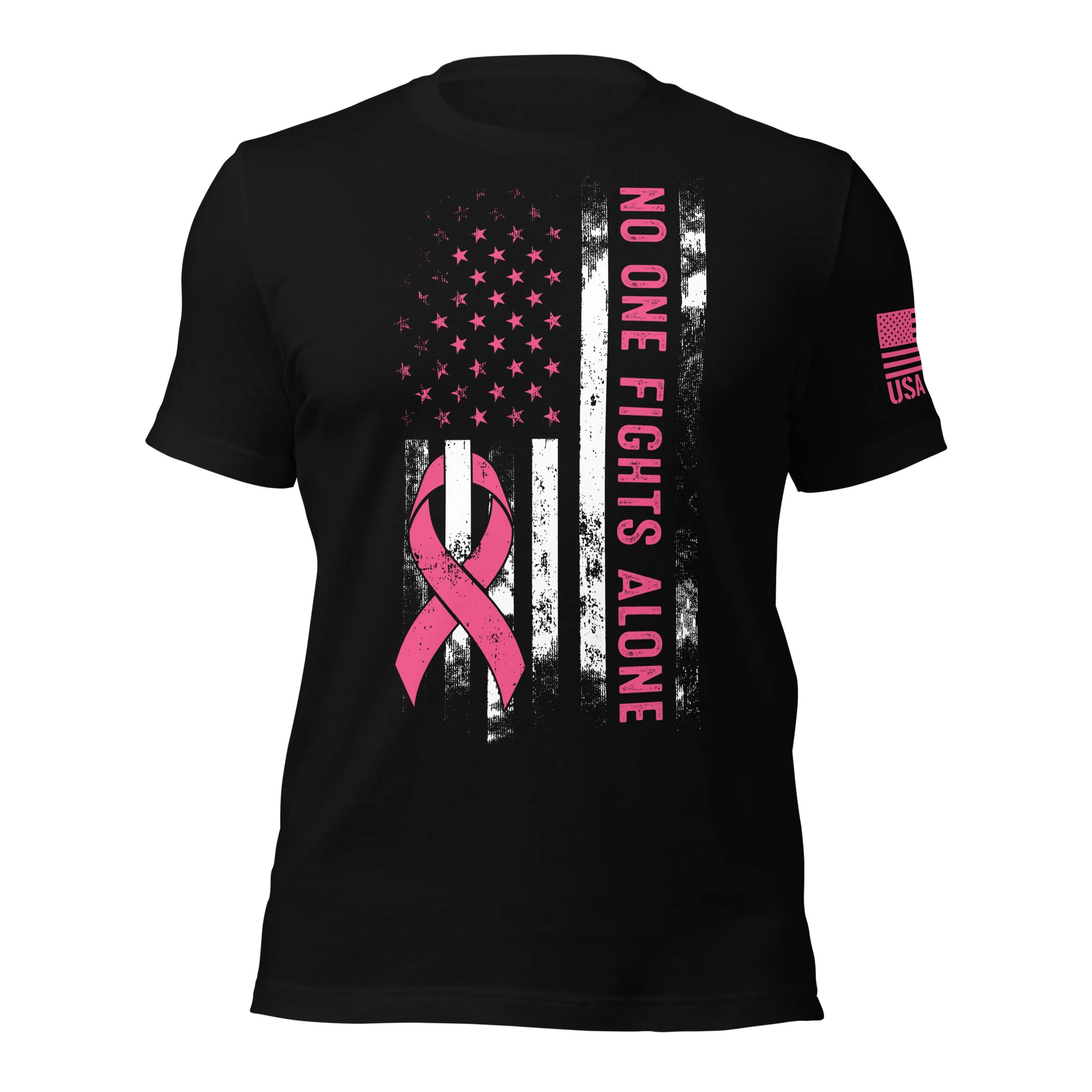 American Flag Pink Ribbon: No One Fights Alone | Unisex | DTG Printing