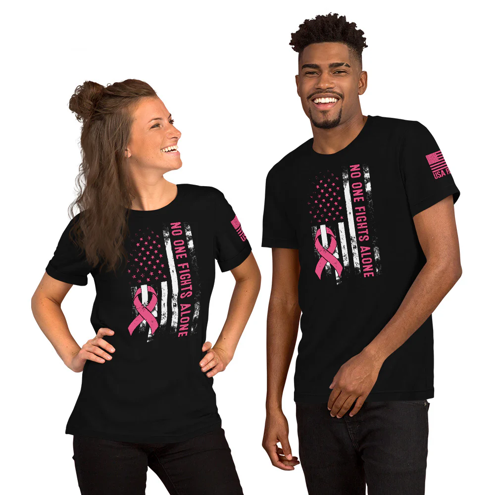 American Flag Pink Ribbon: No One Fights Alone | Unisex | DTG Printing - Image 12