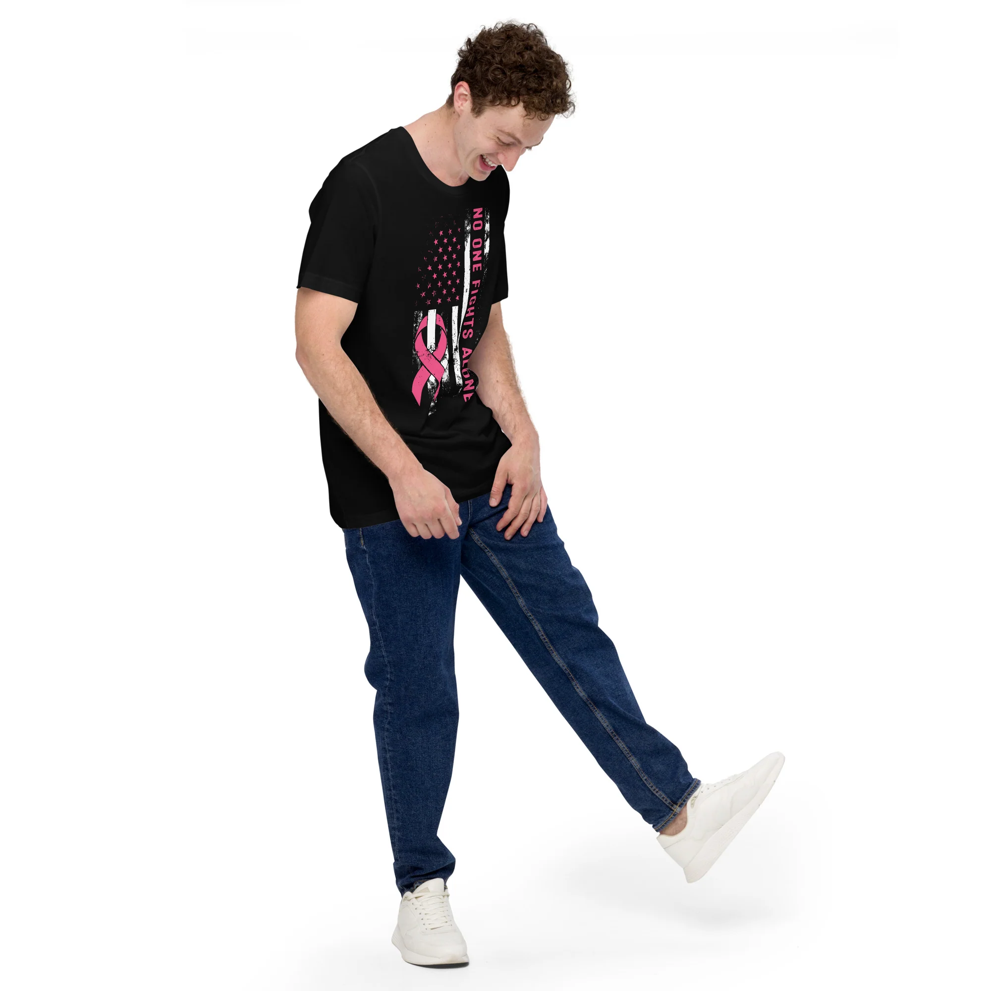 American Flag Pink Ribbon: No One Fights Alone | Unisex | DTG Printing - Image 19