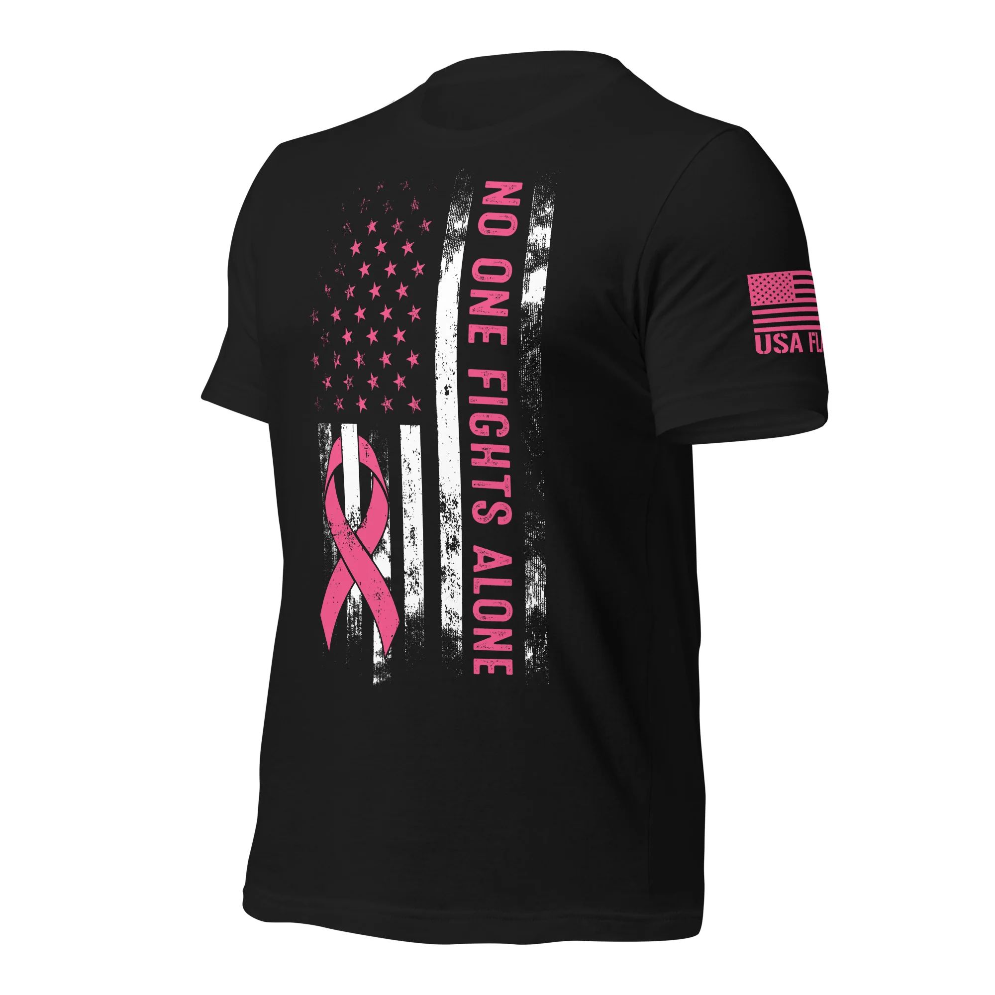 American Flag Pink Ribbon: No One Fights Alone | Unisex | DTG Printing - Image 33