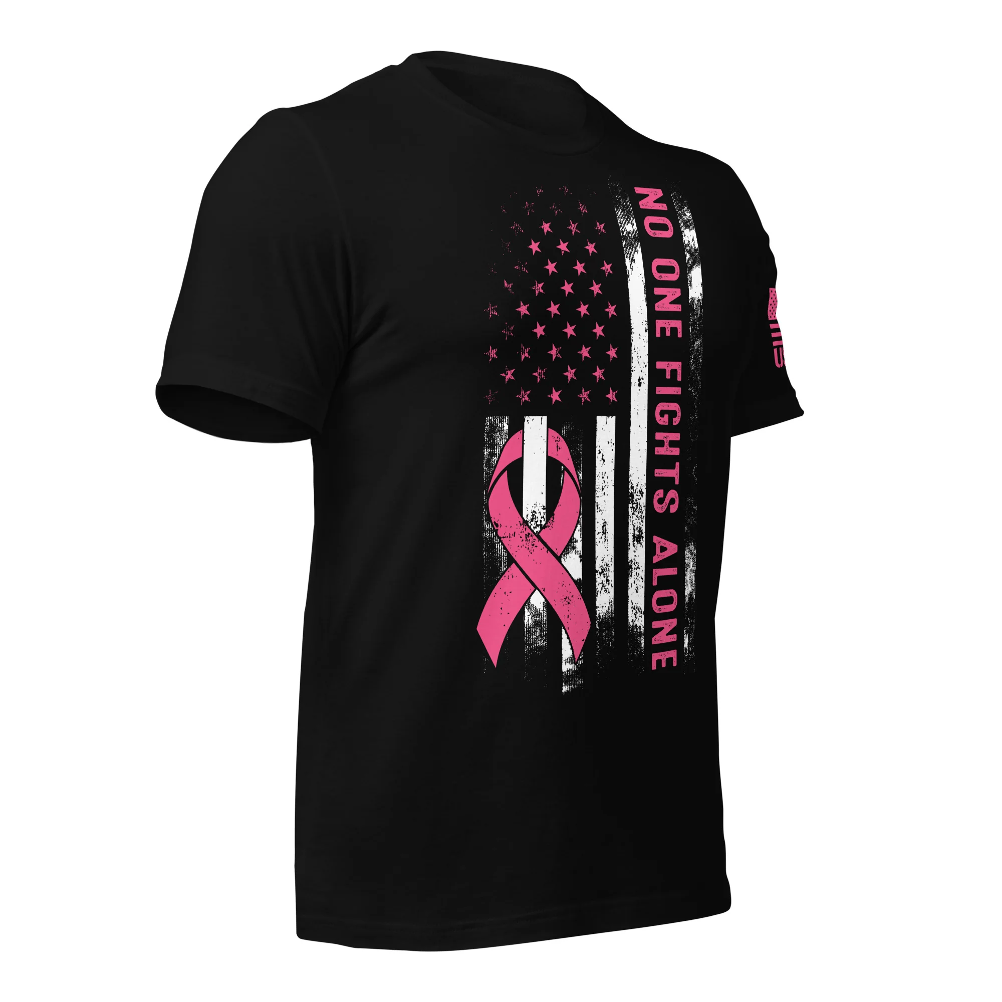 American Flag Pink Ribbon: No One Fights Alone | Unisex | DTG Printing - Image 4