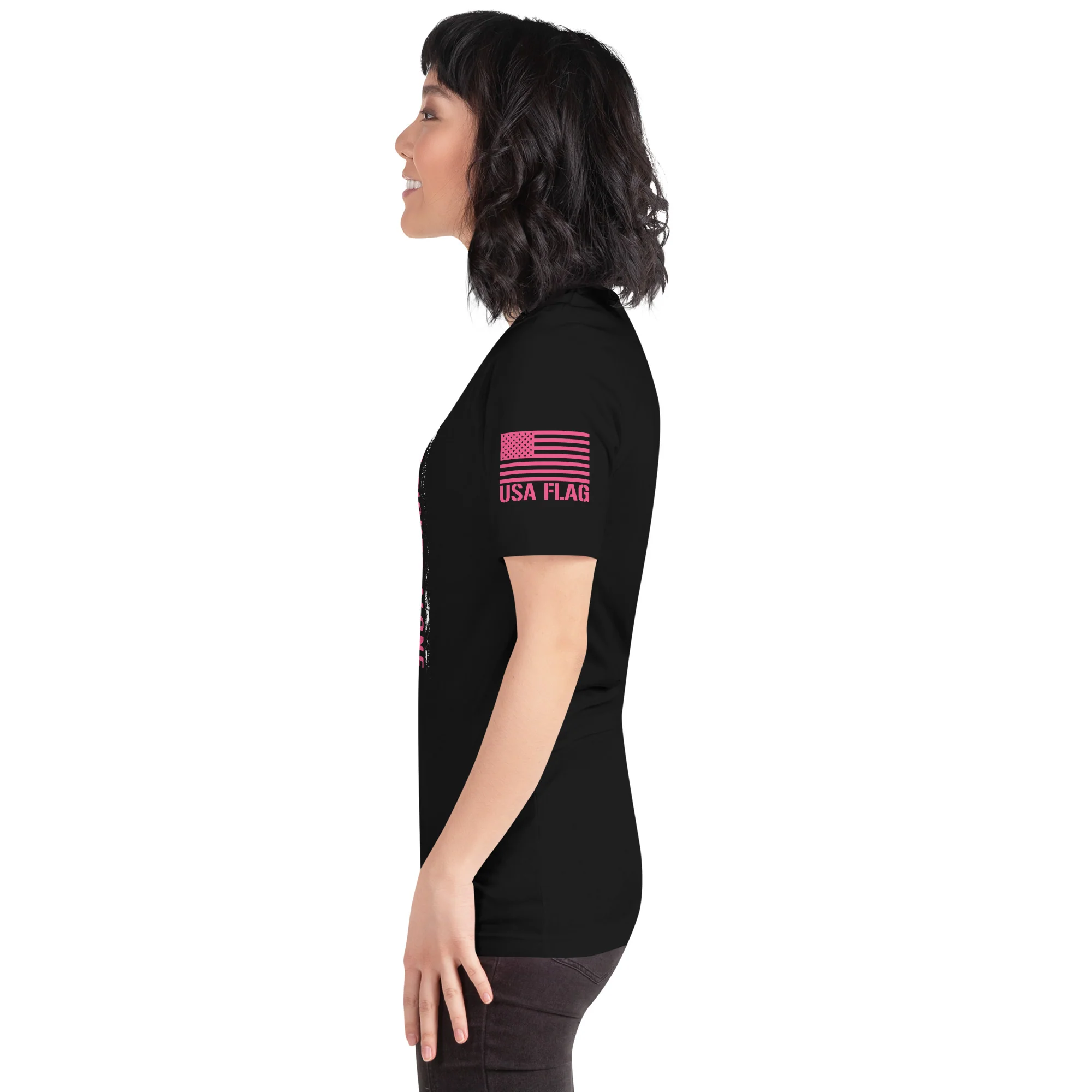 American Flag Pink Ribbon: No One Fights Alone | Unisex | DTG Printing - Image 8