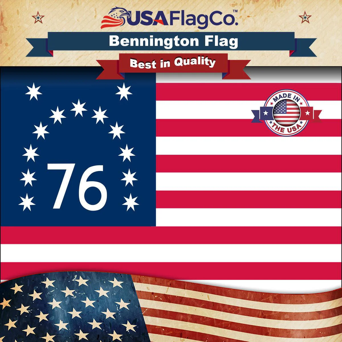 Bennington Flag — The 76 Flag | Embroidered Stars & Sewn Stripes | Made in USA