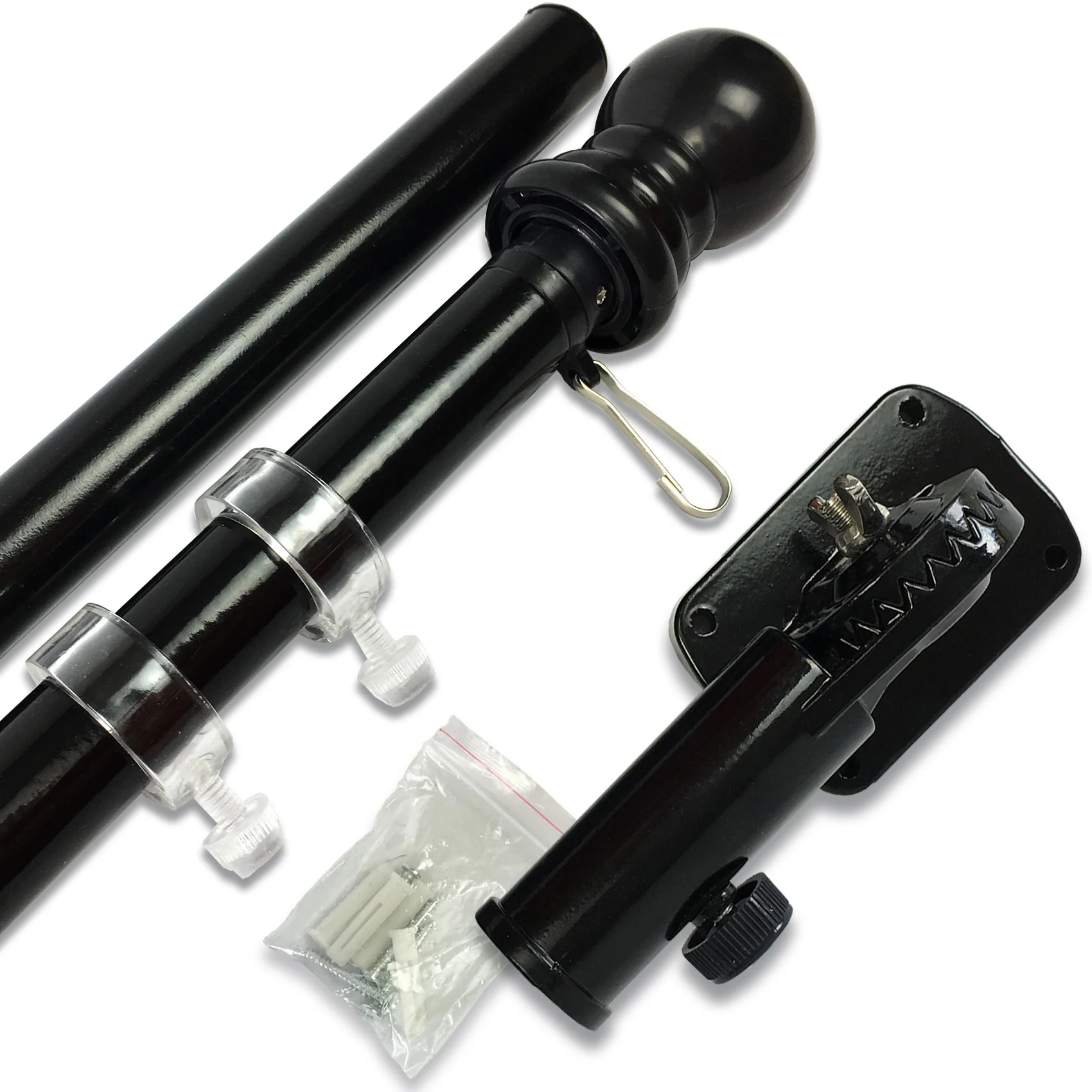 PATRIOT™ Flag Pole and FREEDOM™ Bracket Kit - Classic Black (6ft, 1-inch Diameter)