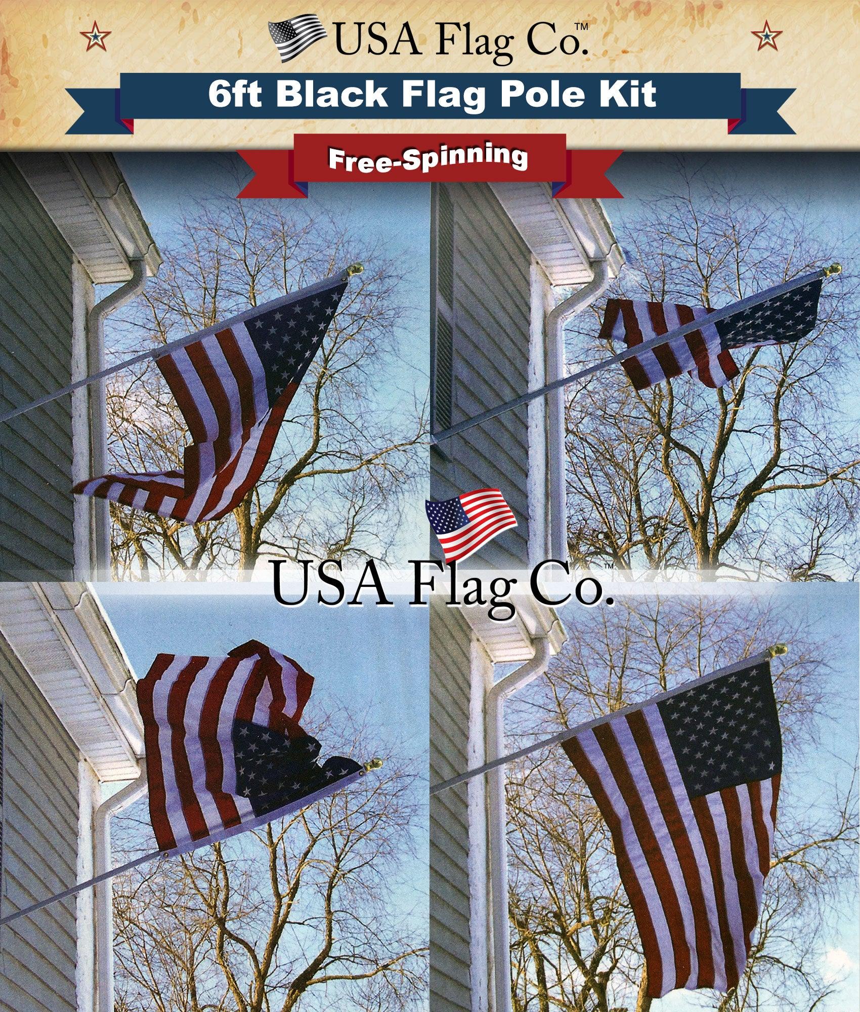 PATRIOT™ Flag Pole and FREEDOM™ Bracket Kit - Classic Black (6ft, 1-inch Diameter) - Image 9