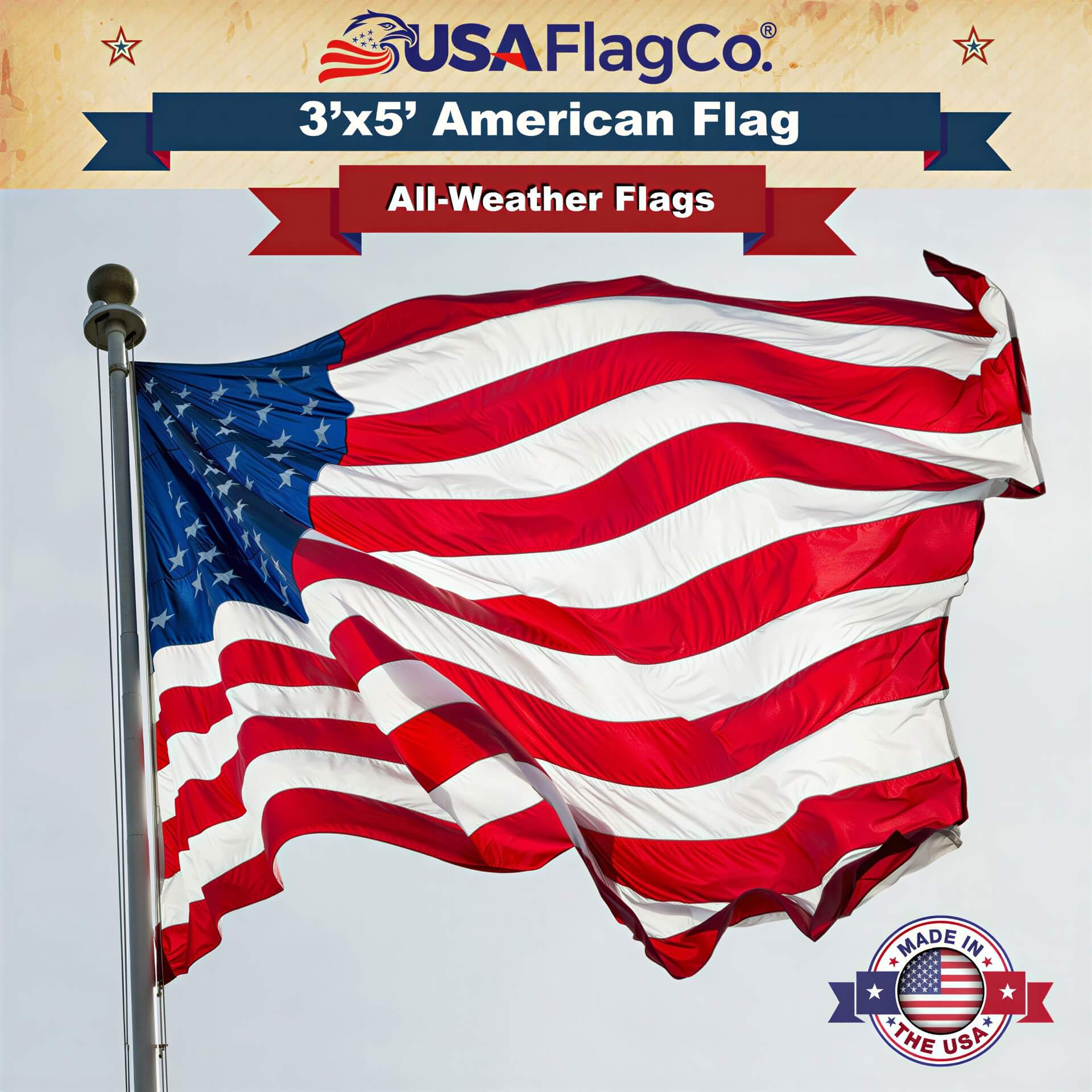 American Flag 3x5 Made in USA – Solar Shield Nylon - Image 6