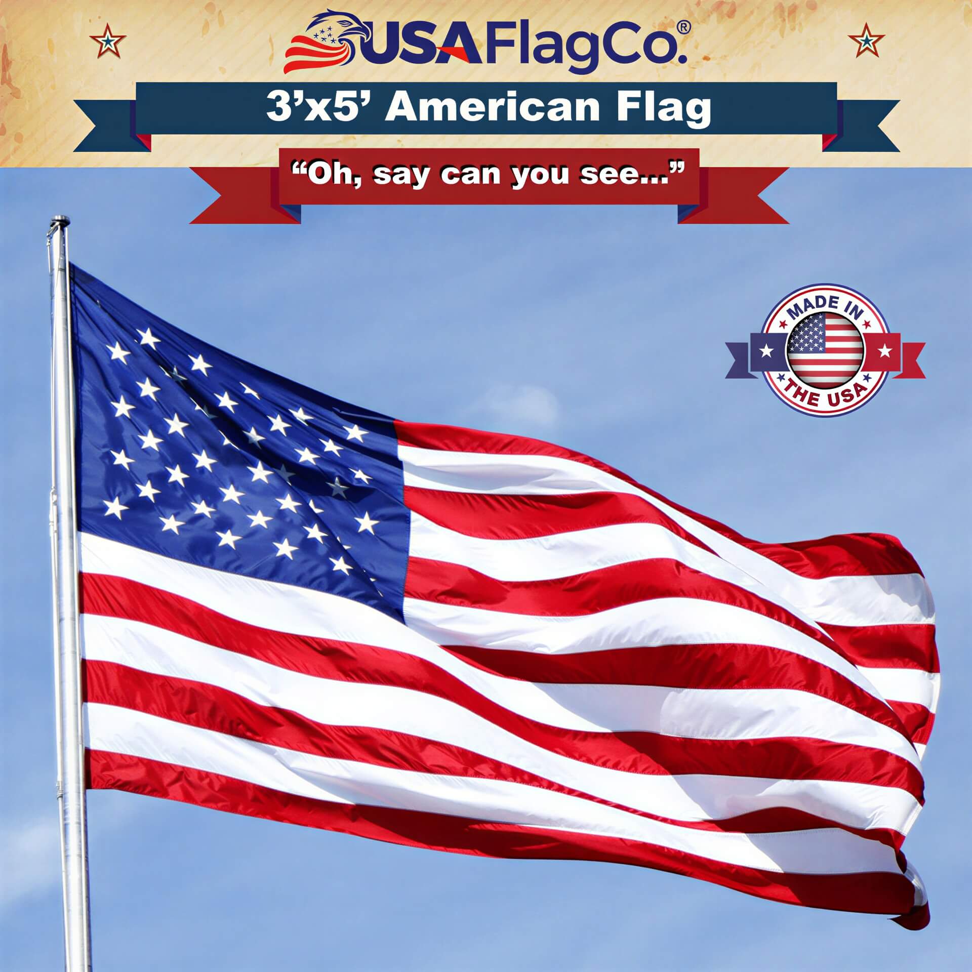 American Flag 3x5 Made in USA – Solar Shield Nylon - Image 8