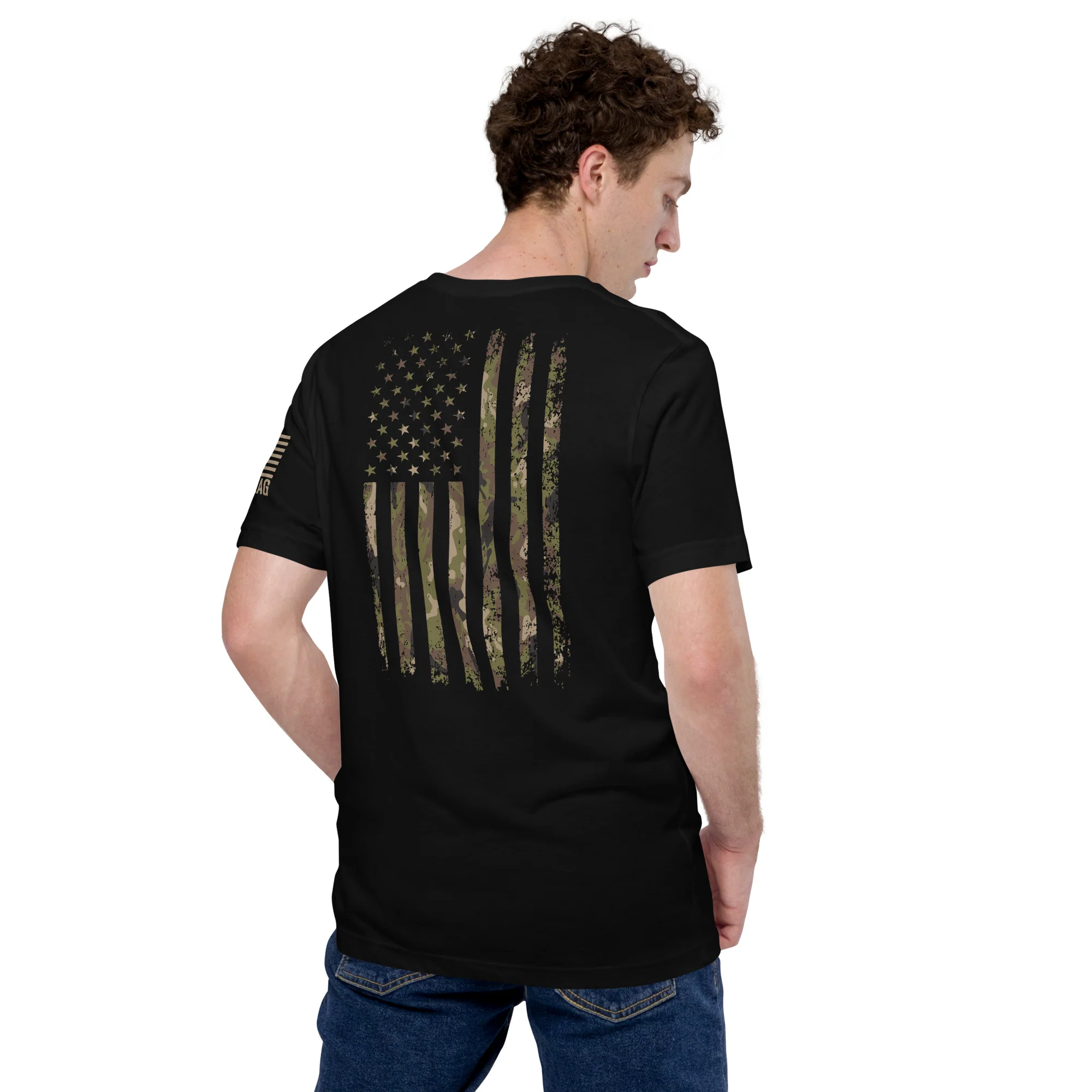 Camo USA Flag T-Shirt | Unisex T-Shirts | DTG Printing - Image 13