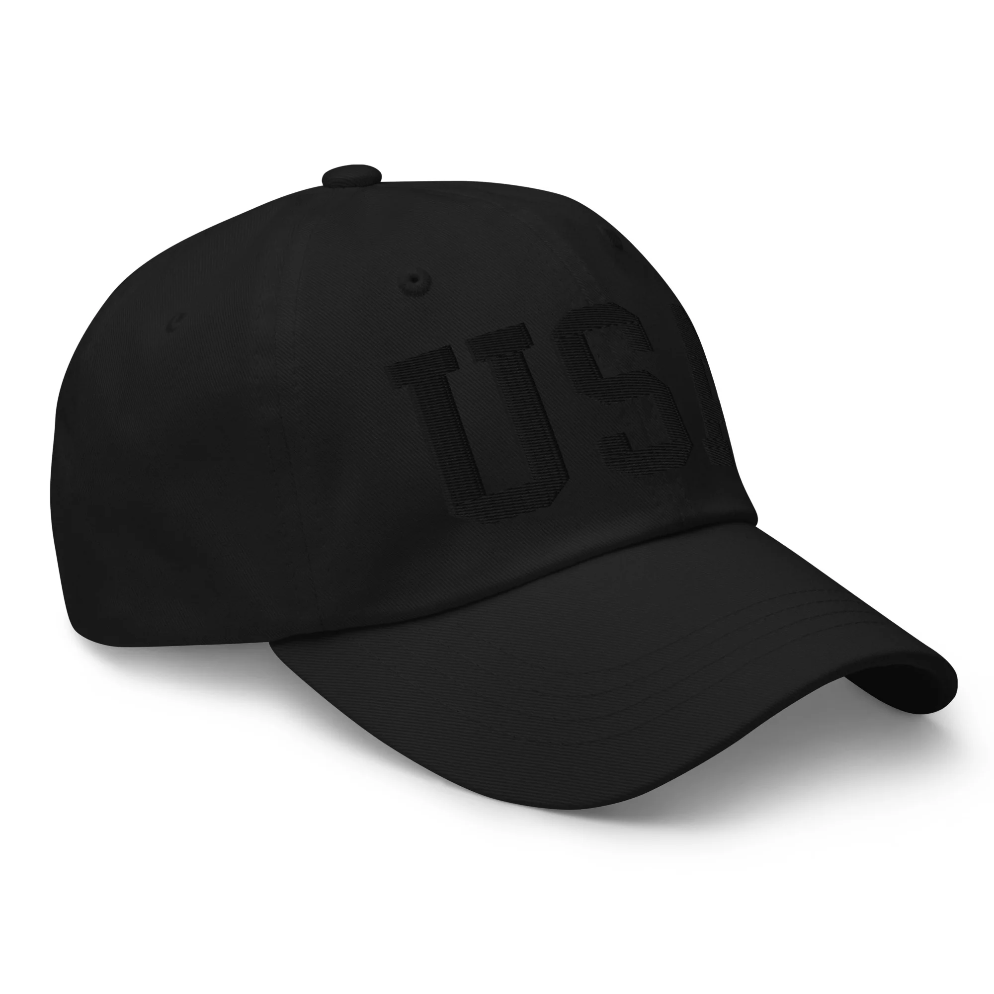 Dad Hat - Black Embroidered 3-D Puff USA Text - Image 12