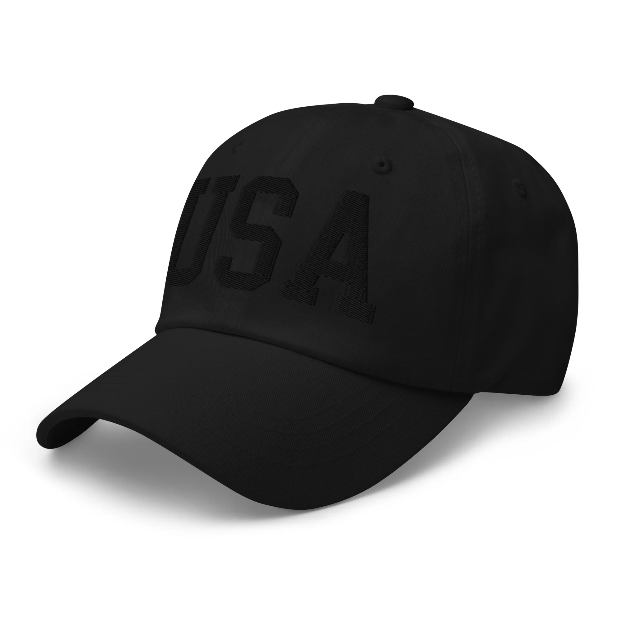 Dad Hat - Black Embroidered 3-D Puff USA Text - Image 14
