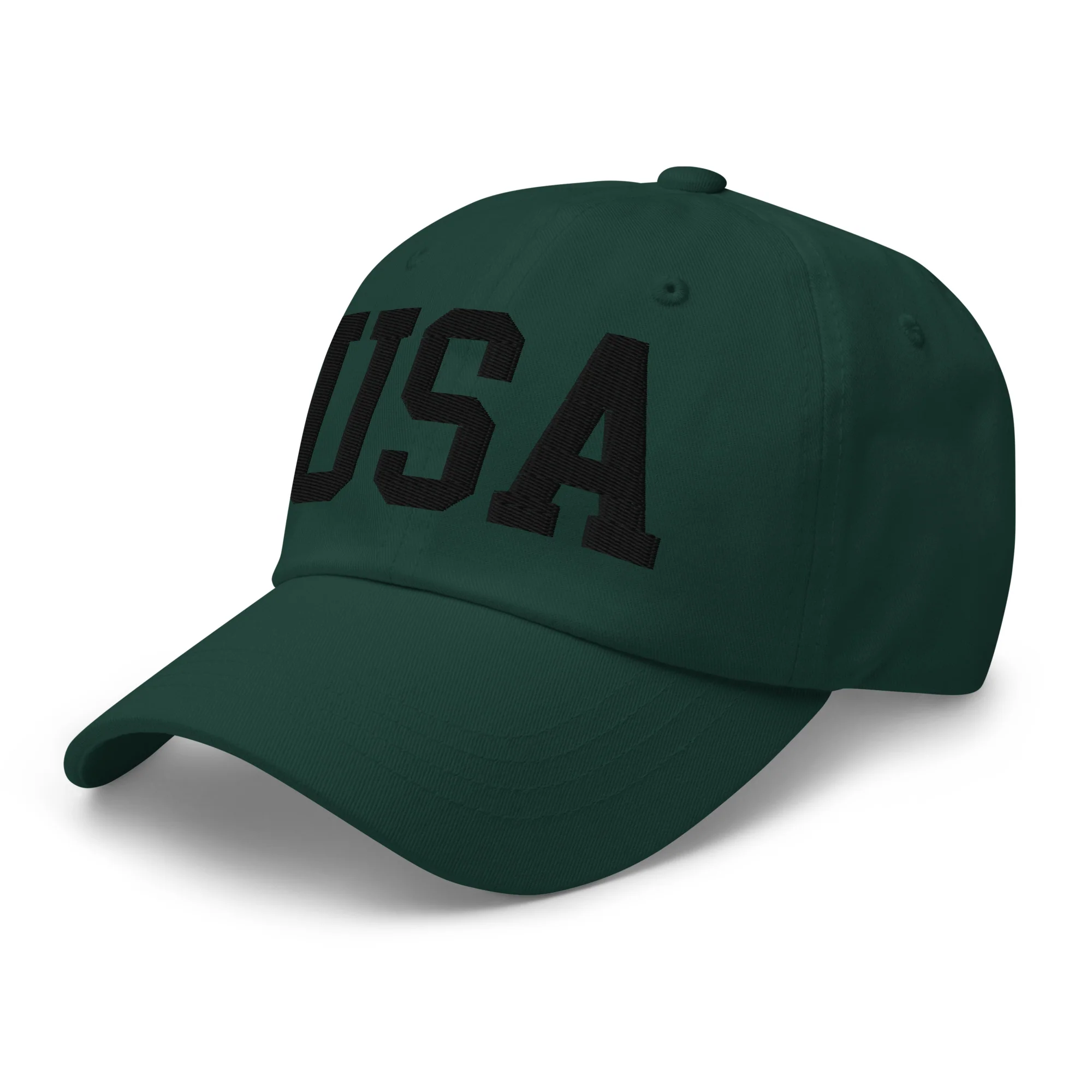 Dad Hat - Black Embroidered 3-D Puff USA Text - Image 32