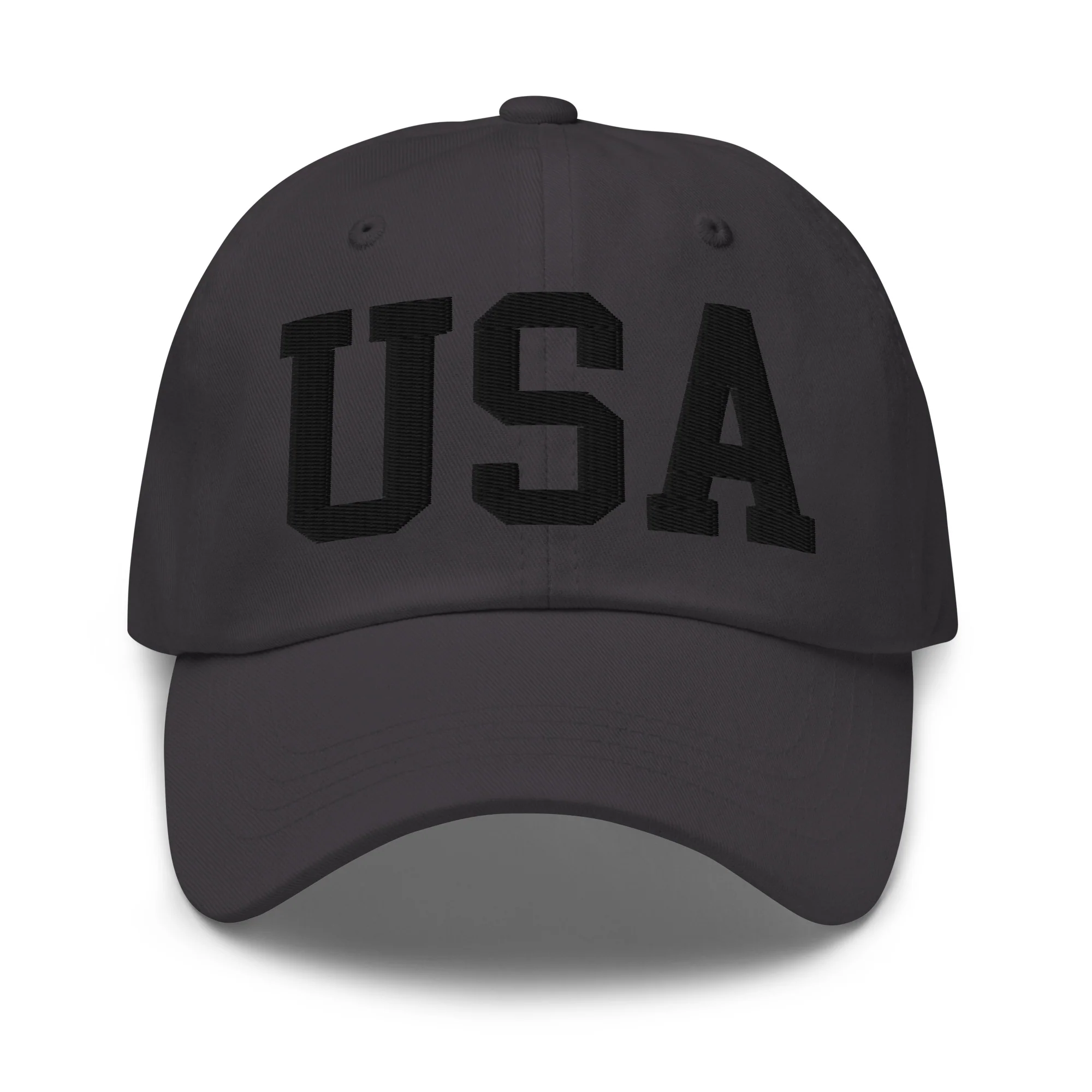 Dad Hat - Black Embroidered 3-D Puff USA Text - Image 34