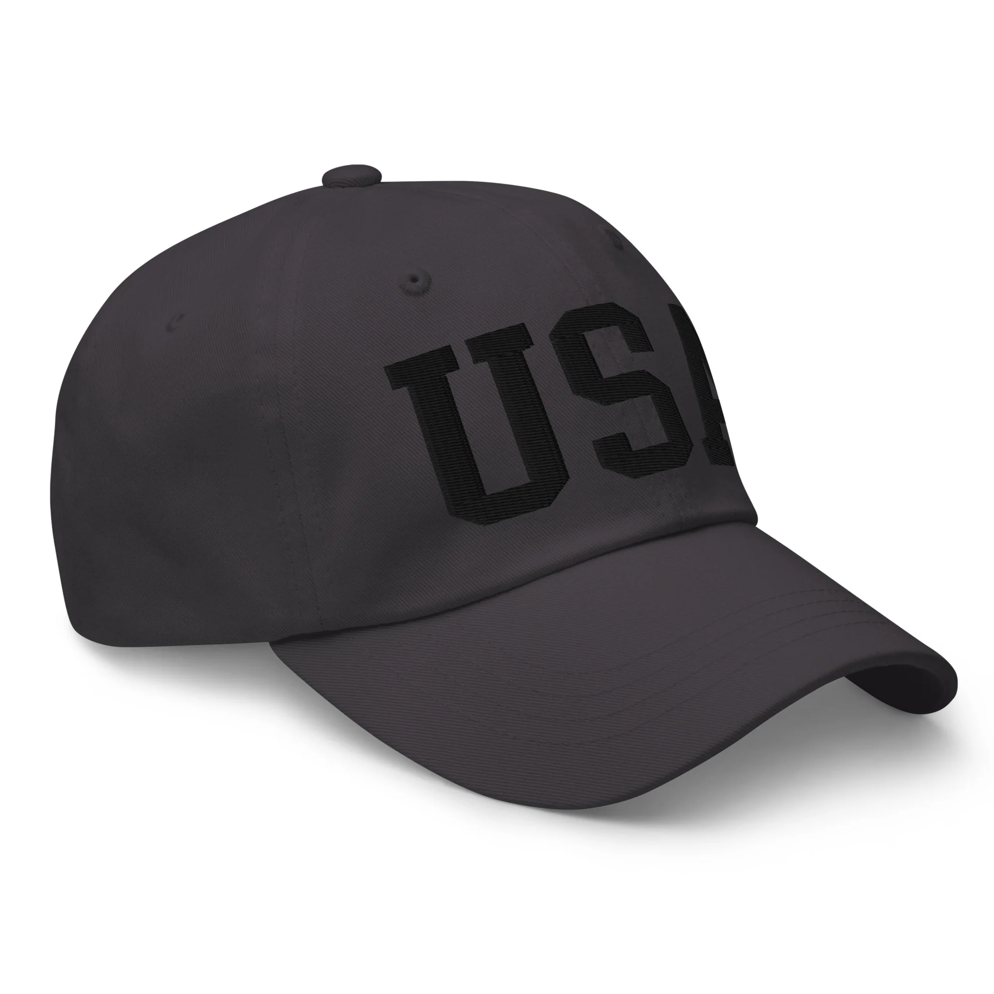 Dad Hat - Black Embroidered 3-D Puff USA Text - Image 36