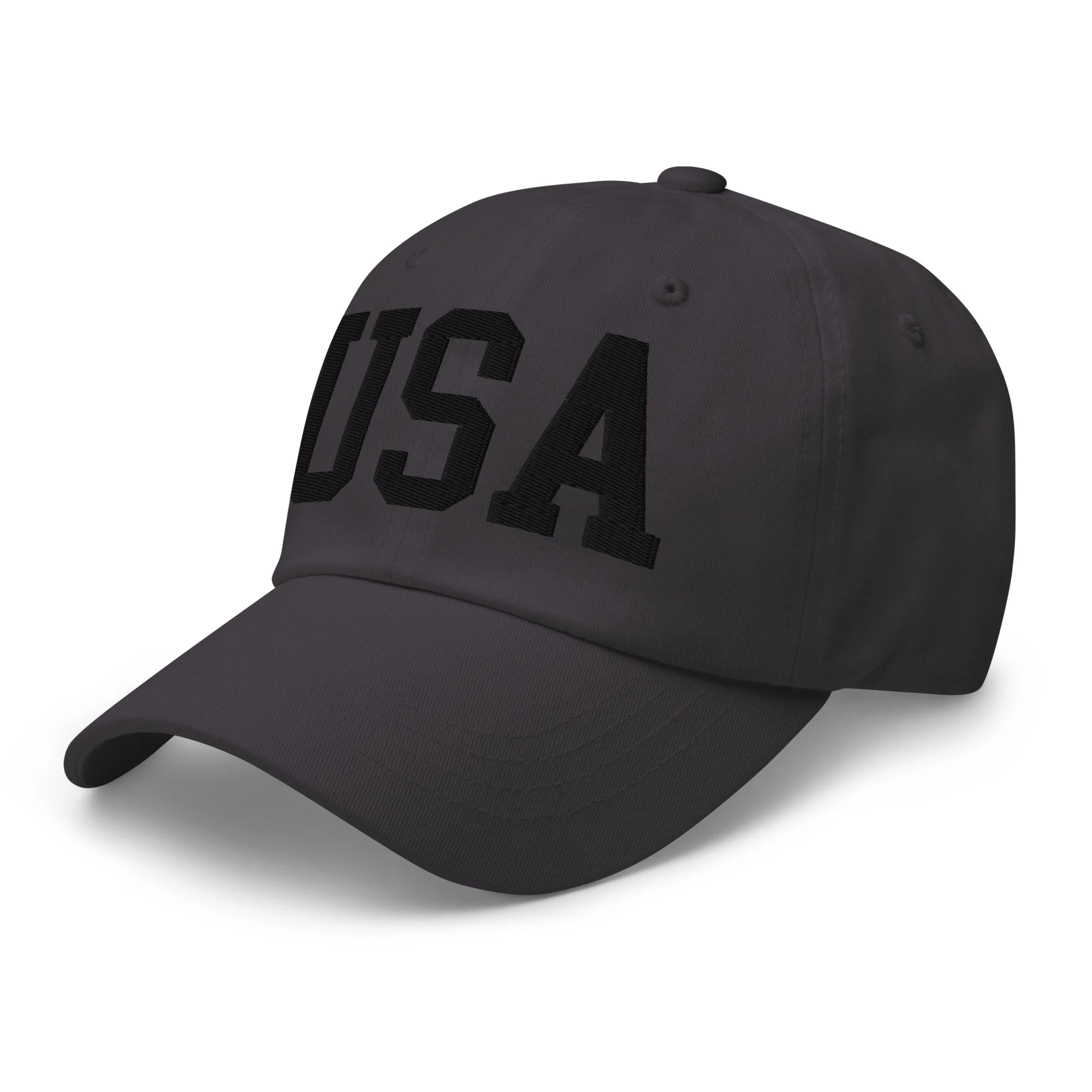 Dad Hat - Black Embroidered 3-D Puff USA Text - Image 38
