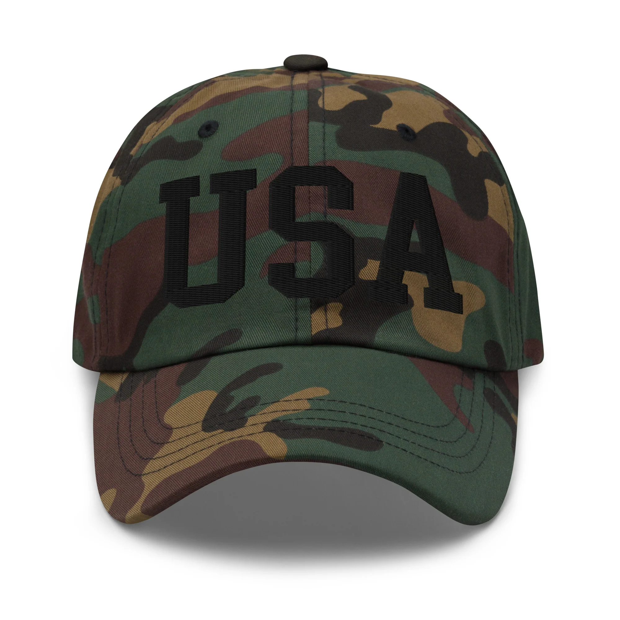 Dad Hat - Black Embroidered 3-D Puff USA Text - Image 40