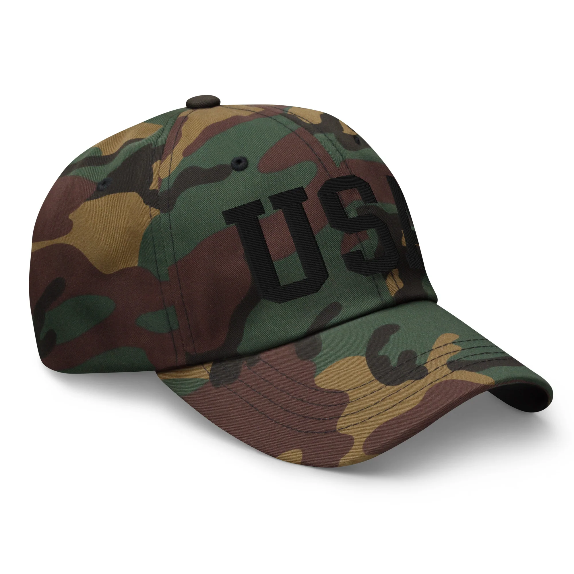 Dad Hat - Black Embroidered 3-D Puff USA Text - Image 42