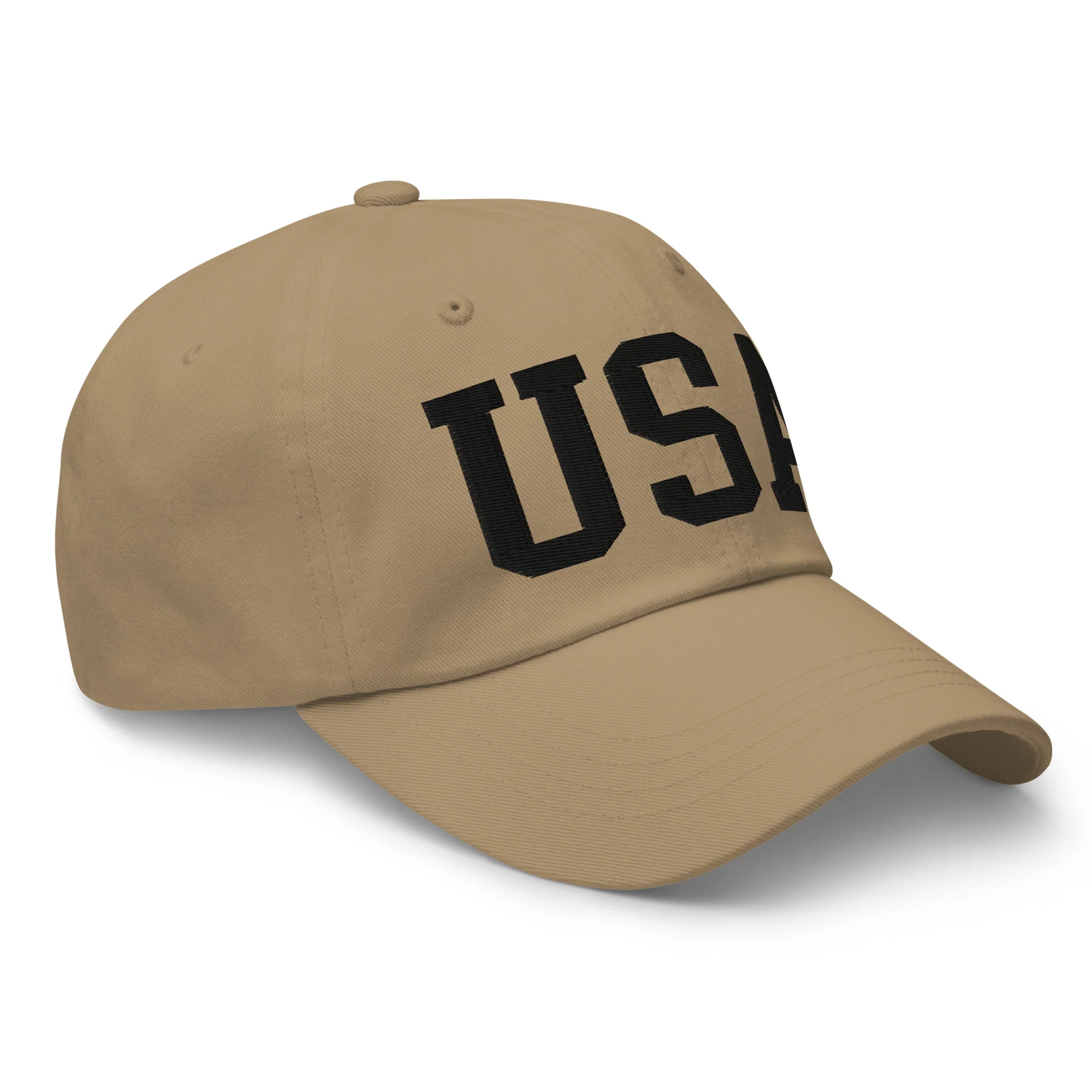 Dad Hat - Black Embroidered 3-D Puff USA Text - Image 48