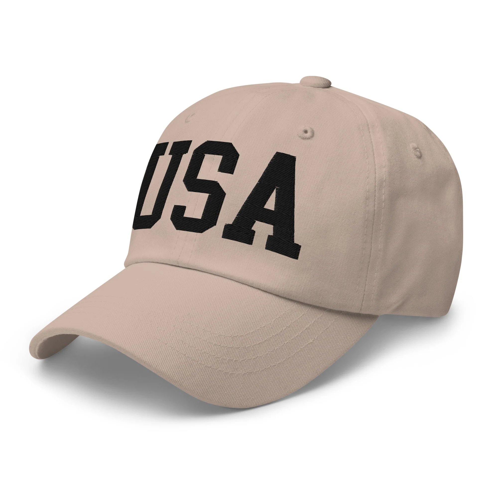 Dad Hat - Black Embroidered 3-D Puff USA Text - Image 56