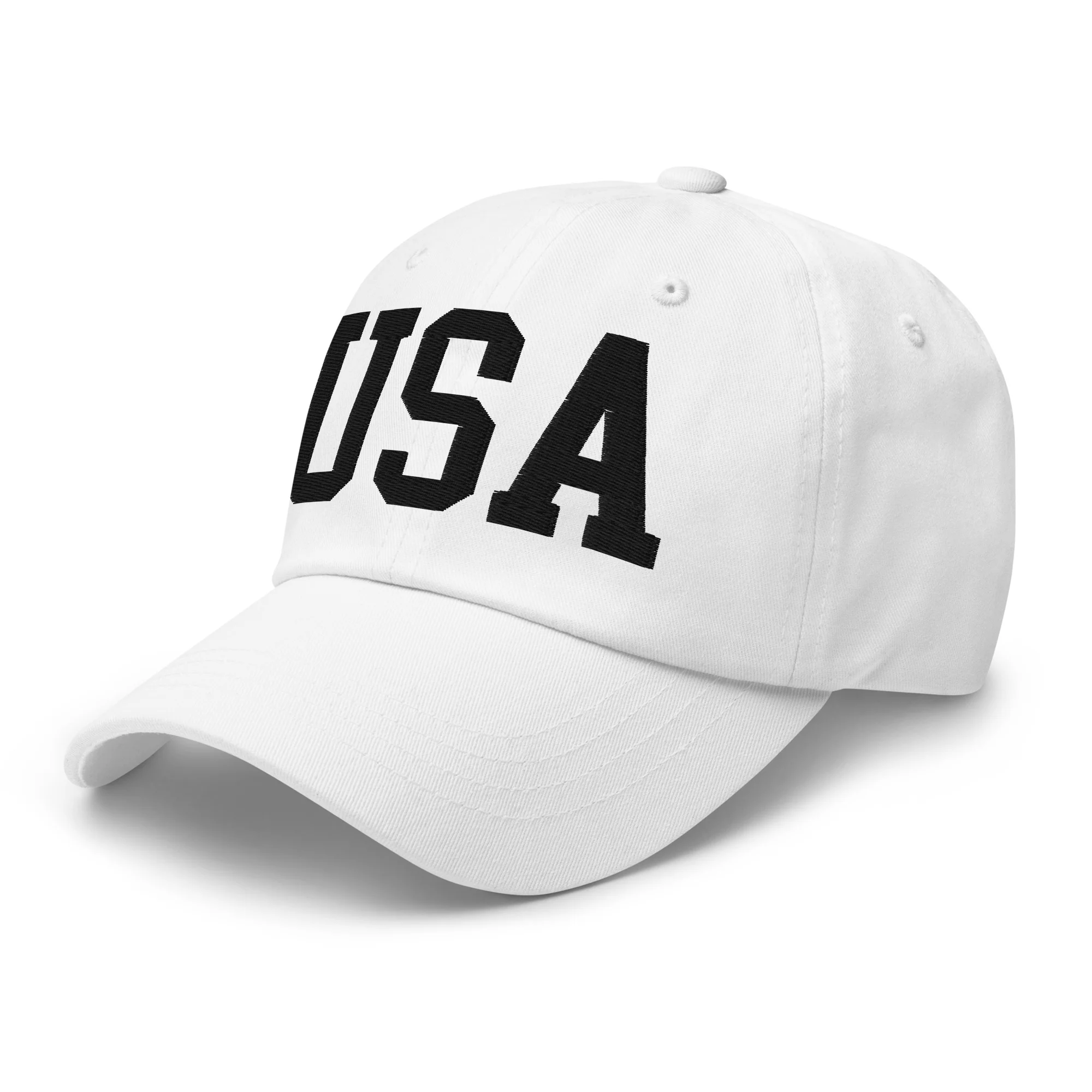 Dad Hat - Black Embroidered 3-D Puff USA Text - Image 74