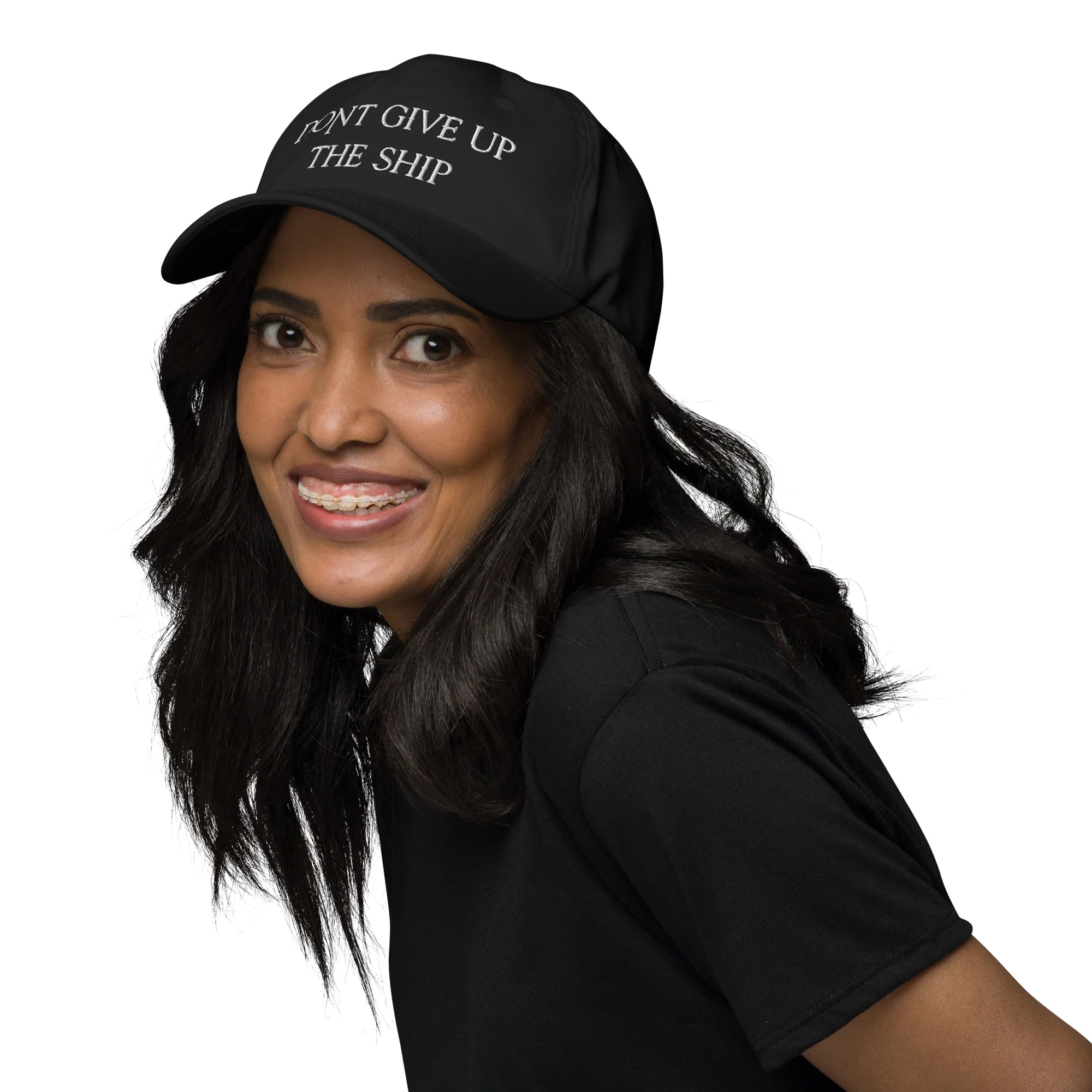 Dad Hat - Dont Give Up The Ship (White Embroidered) - Image 5
