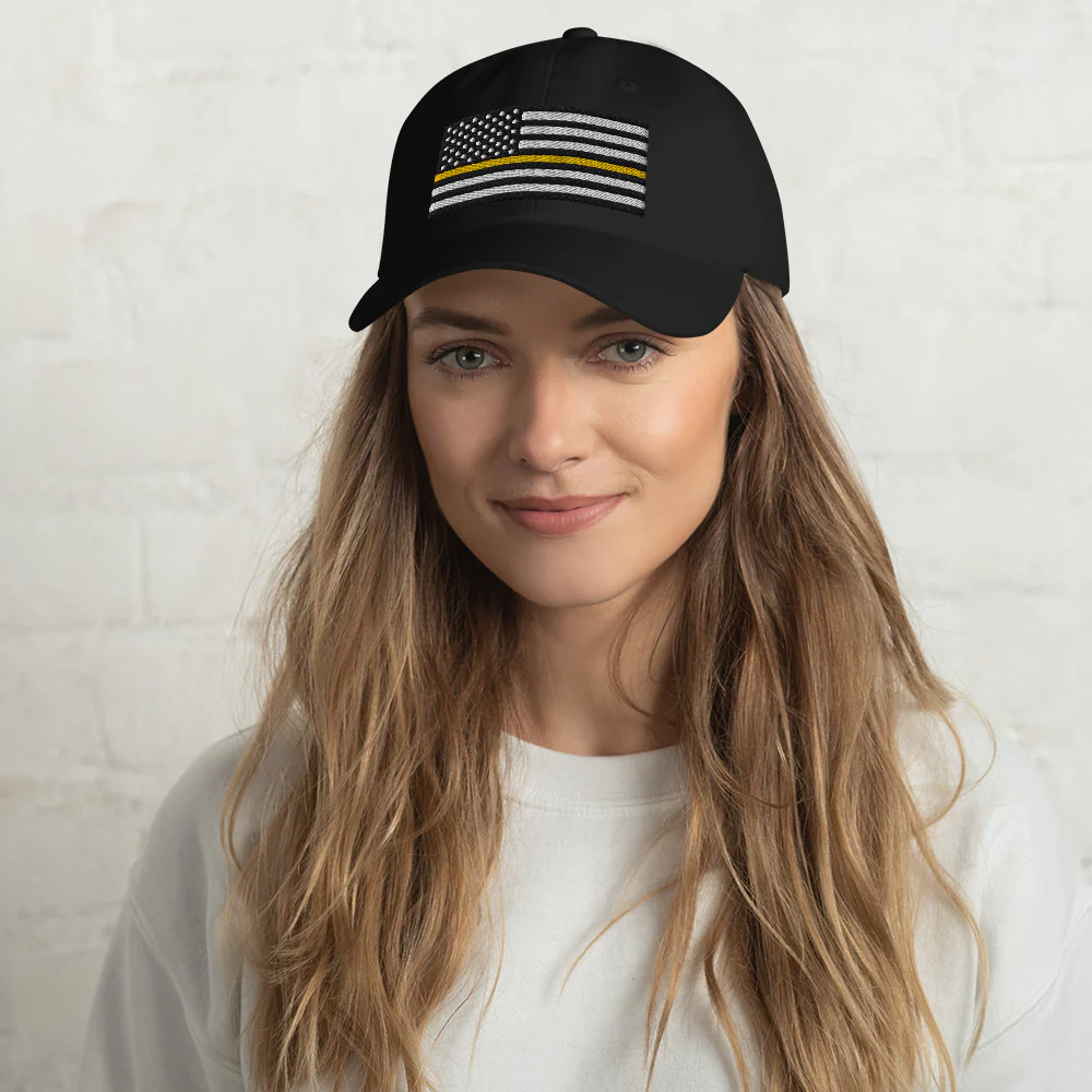 Dad Hat - Thin Yellow Line Flag (Embroidered Flag) - Image 2
