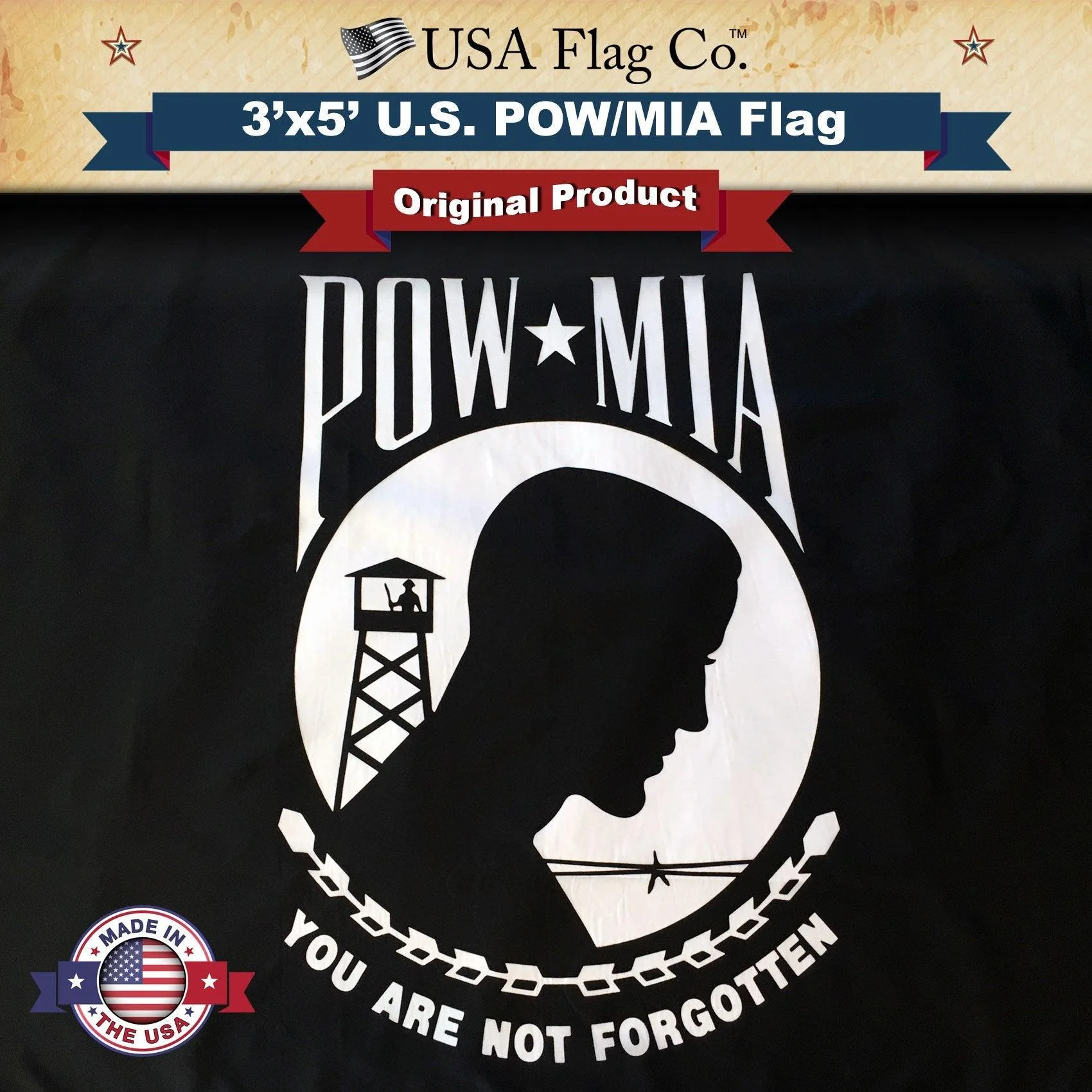 Double-Sided Polyester POW MIA Flag 3x5