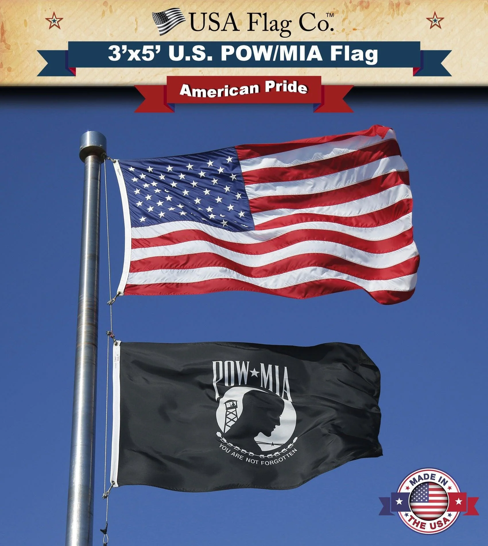 Double-Sided Polyester POW MIA Flag 3x5 - Image 8