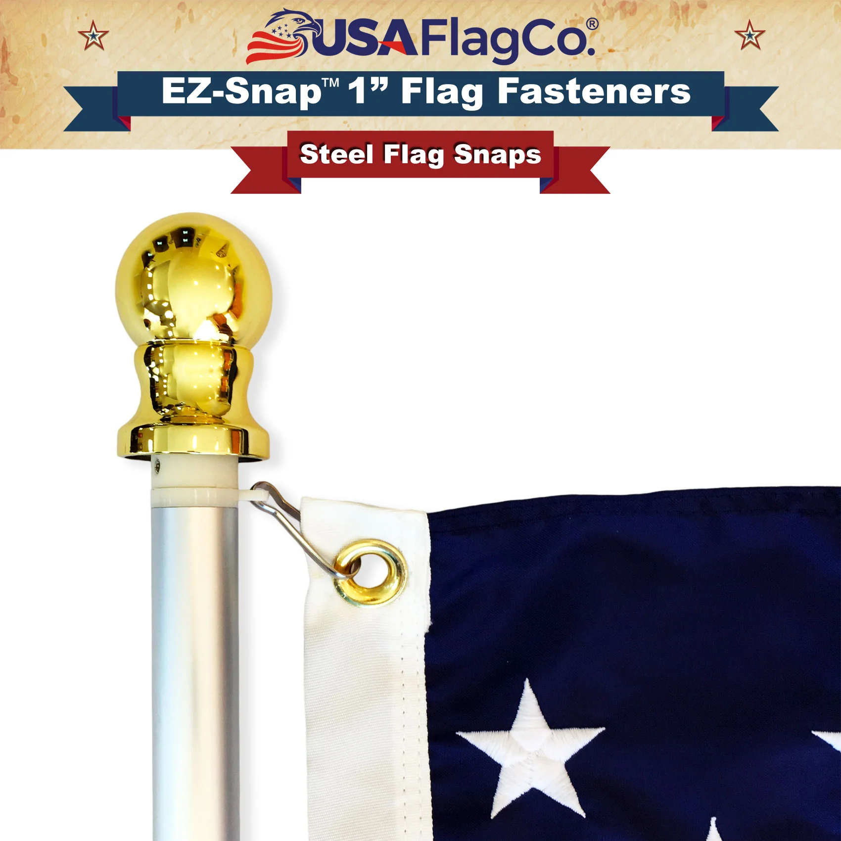 EZ-Snap™ Flag Fasteners - 2 Clear Pieces (1" Inch Diameter) - Image 4