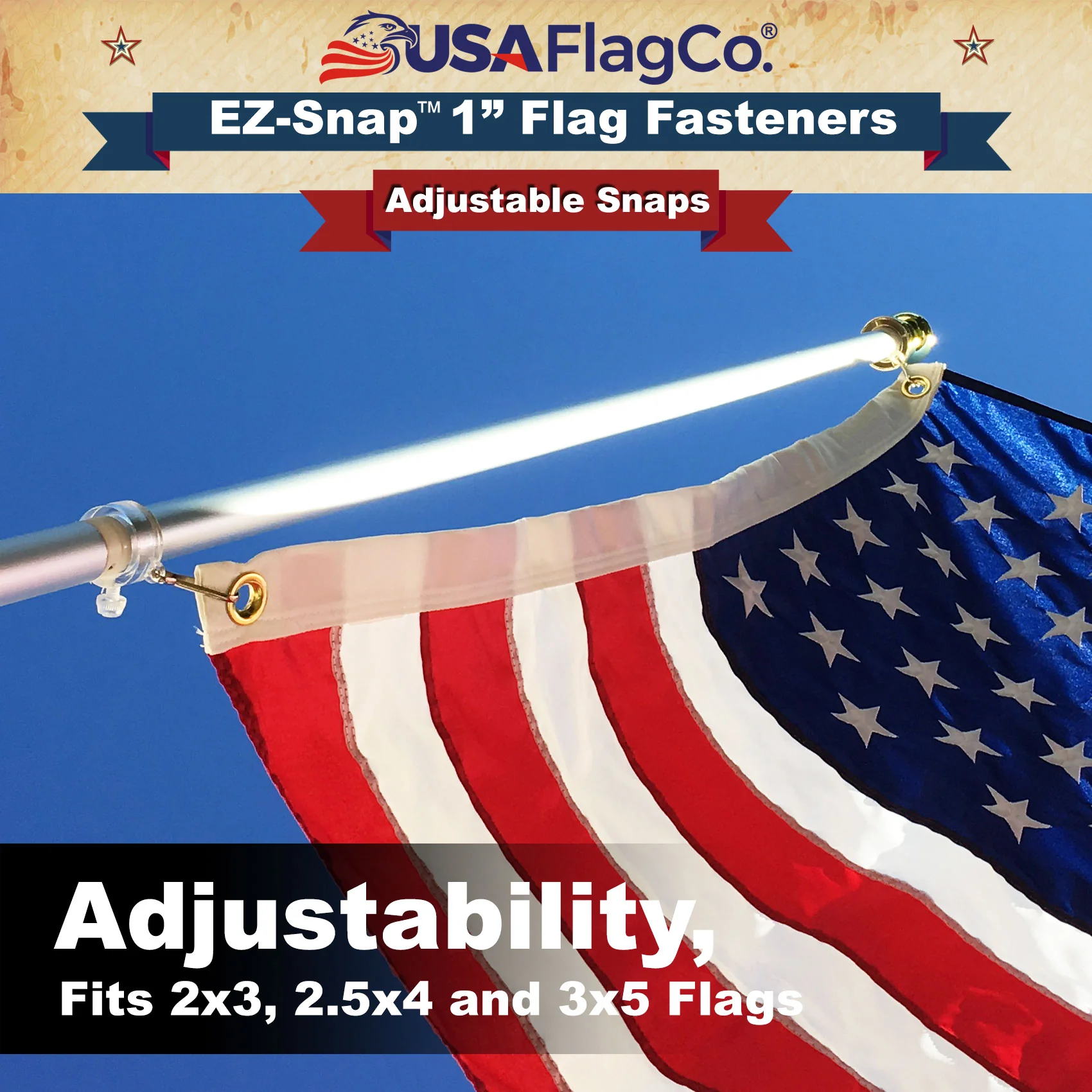 EZ-Snap™ Flag Fasteners - 2 Clear Pieces (1" Inch Diameter) - Image 6