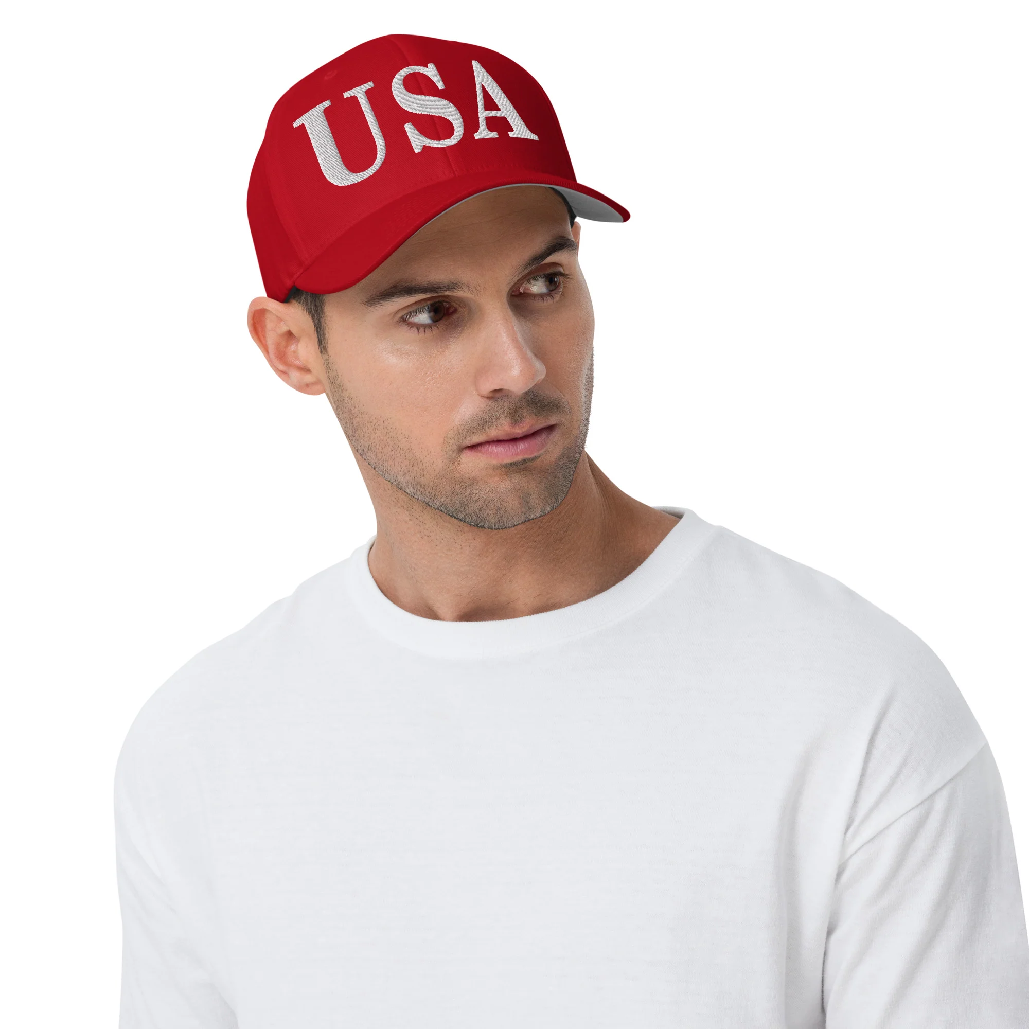 Flexfit Cap | White Embroidered USA - Image 10