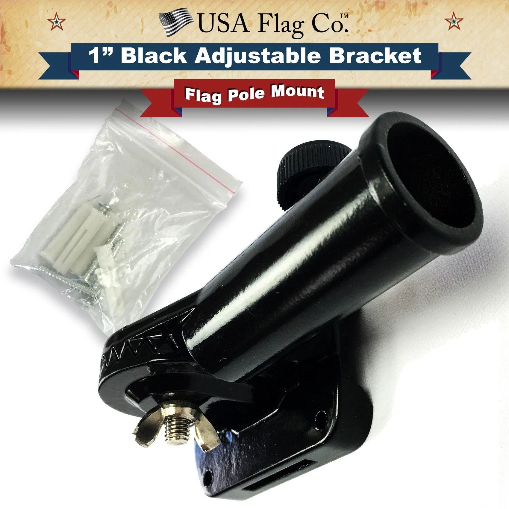 FREEDOM™ 13-Postion Aluminum Flag Pole Bracket - Classic Black (1-inch Diameter)