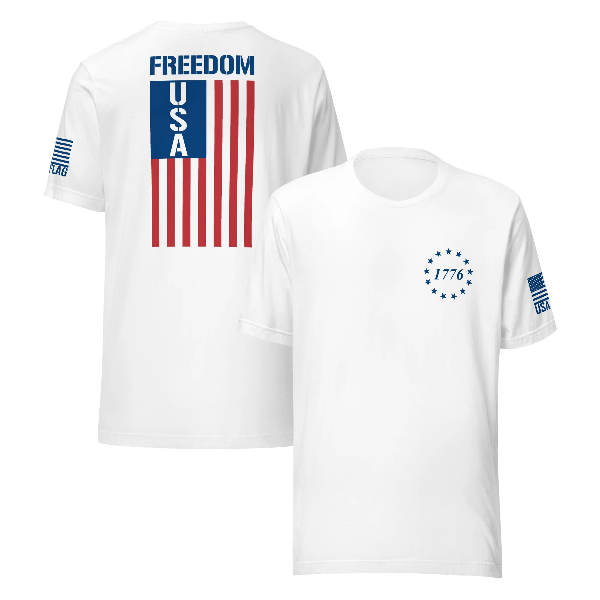 Freedom USA Flag T-Shirt | Unisex | Red & Blue DTG Printing - Image 2
