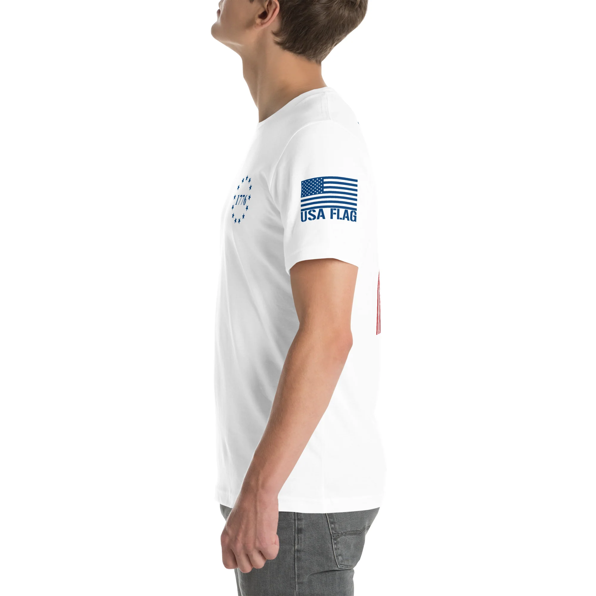 Freedom USA Flag T-Shirt | Unisex | Red & Blue DTG Printing - Image 6
